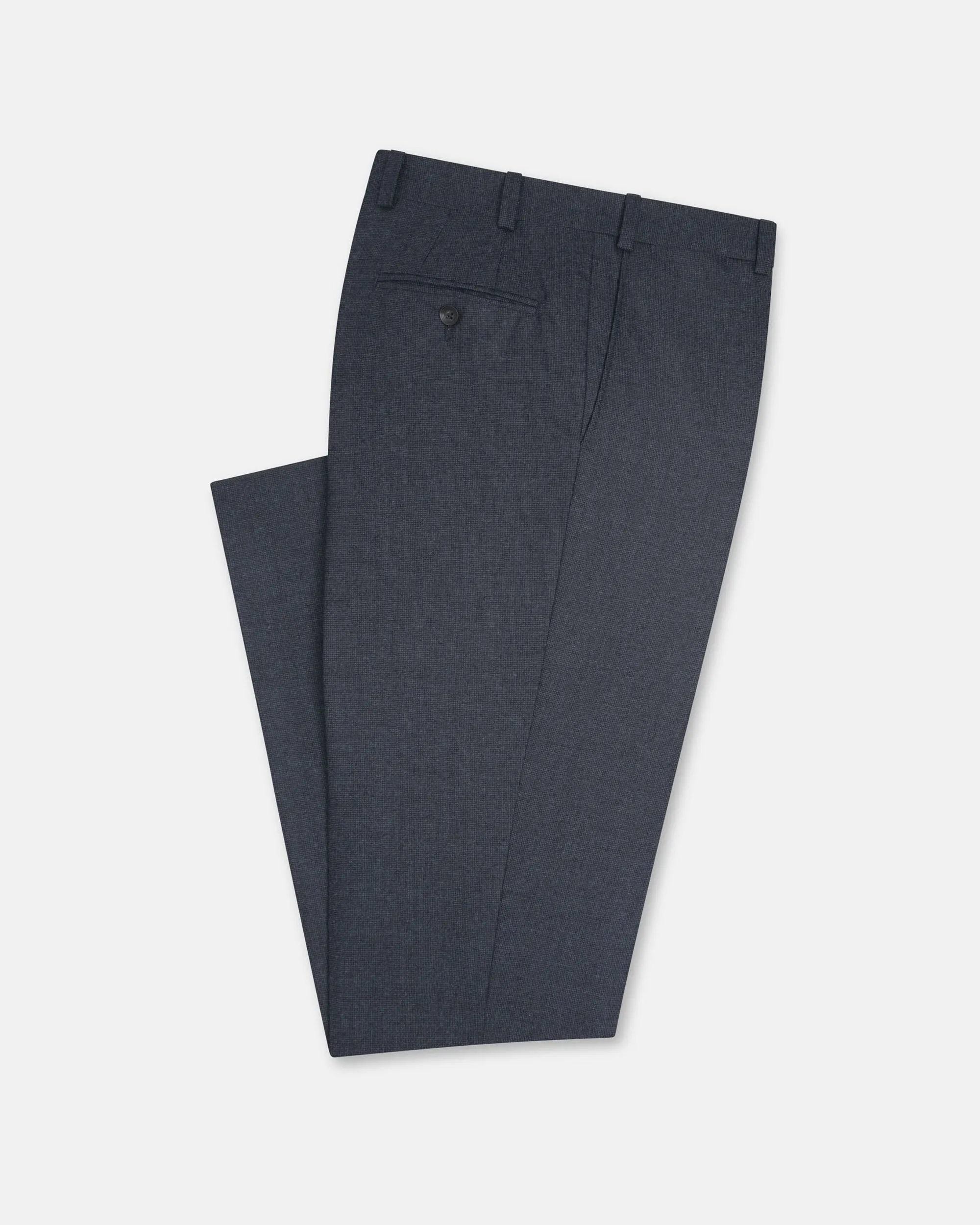 Made-in-Canada Blue Ticweave Wool Trouser sold by J. Press