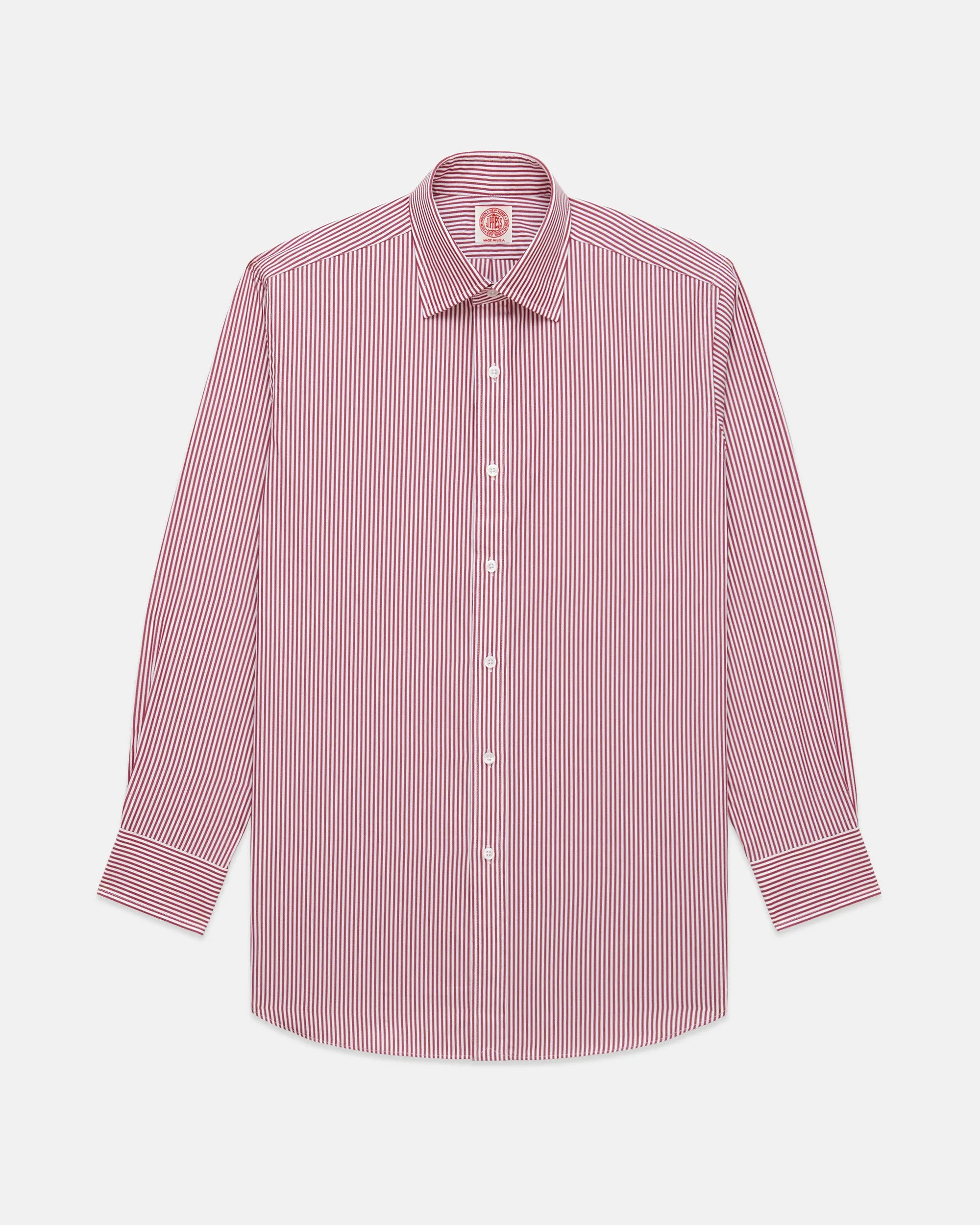 Made-in-USA Thomas Mason Red Bengal Stripe Spread Collar Dress Shirt - Regular Fit sold by J. Press product image thumbnail 2