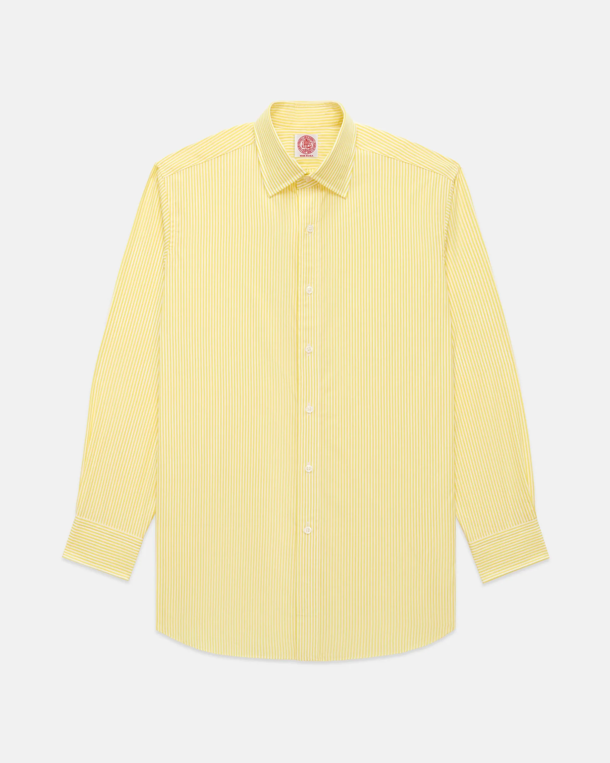 Made-in-USA Thomas Mason Yellow Bengal Stripe Spread Collar Dress Shirt - Regular Fit sold by J. Press product image thumbnail 3