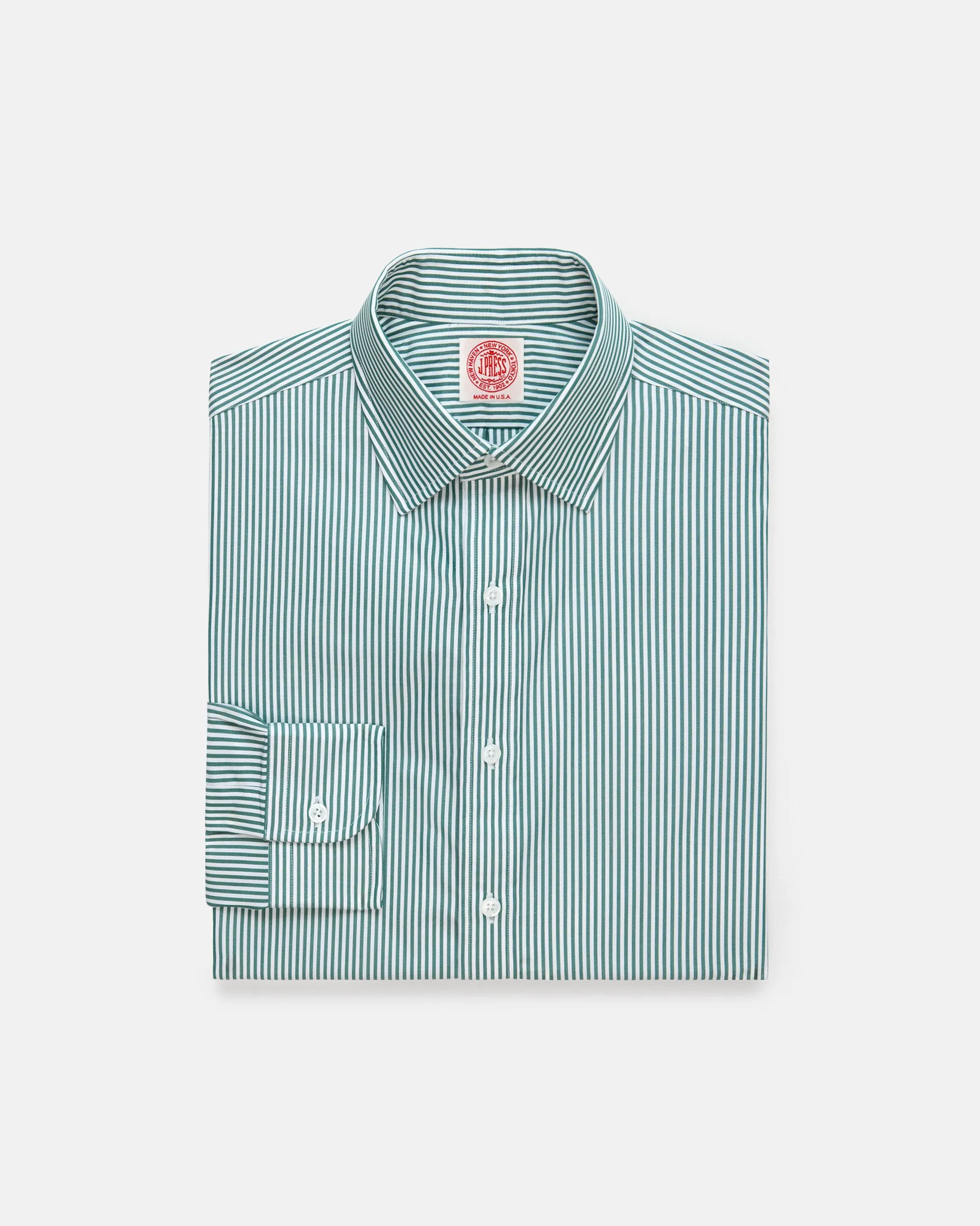 Made-in-USA Thomas Mason Bengal Stripe Spread Collar Dress Shirt - Regular Fit sold by J. Press