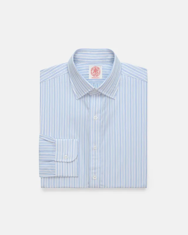 Made-in-USA Thomas Mason Blue Shadow Stripe Poplin Dress Shirt - Classic Fit sold by J. Press