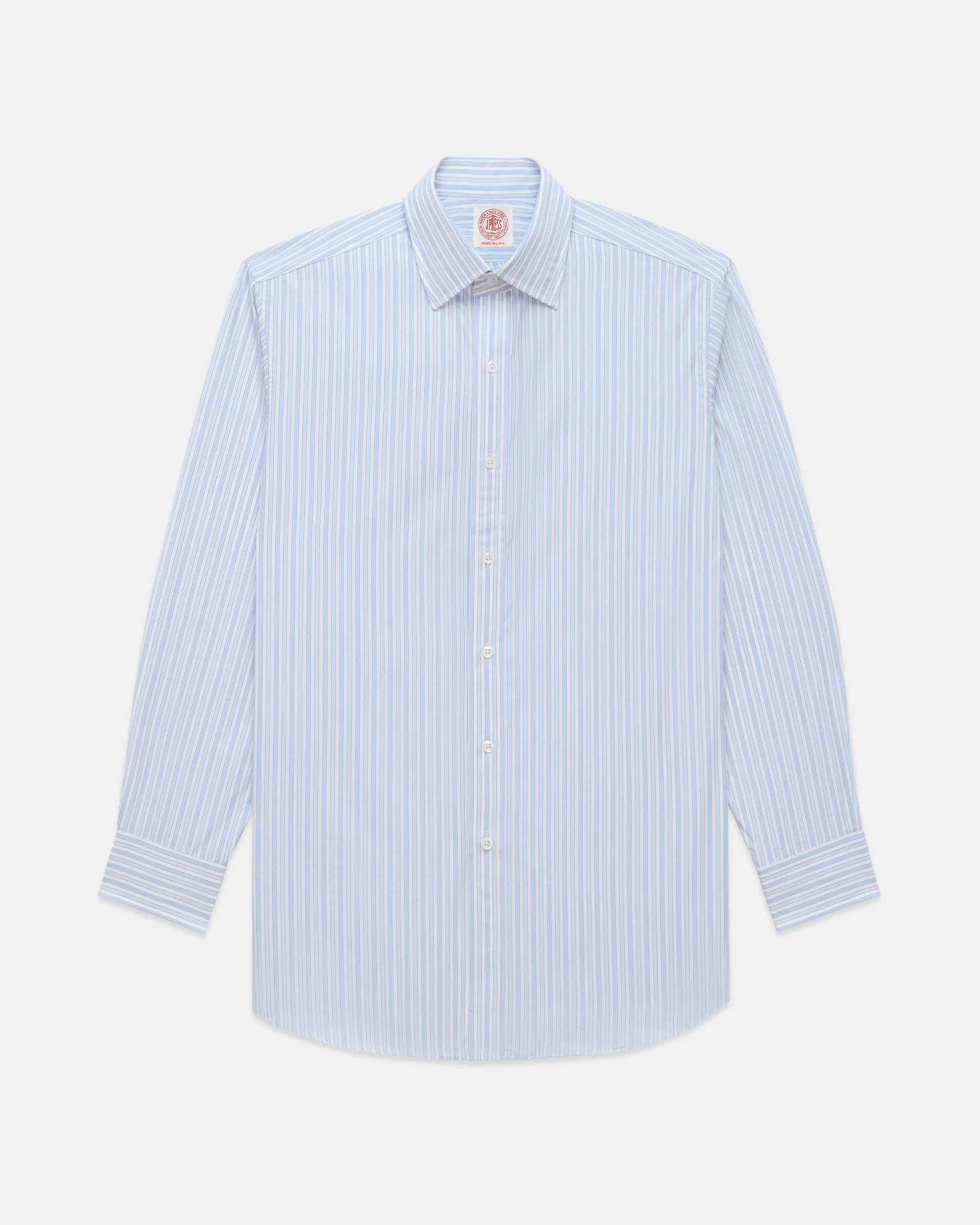 Made-in-USA Thomas Mason Blue Shadow Stripe Poplin Dress Shirt - Classic Fit sold by J. Press product image thumbnail 2