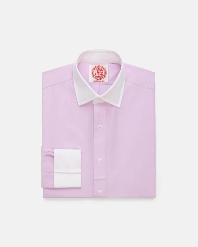Made-in-USA Thomas Mason Pink Contrast Collar French Cuff Dress Shirt - Classic Fit sold by J. Press