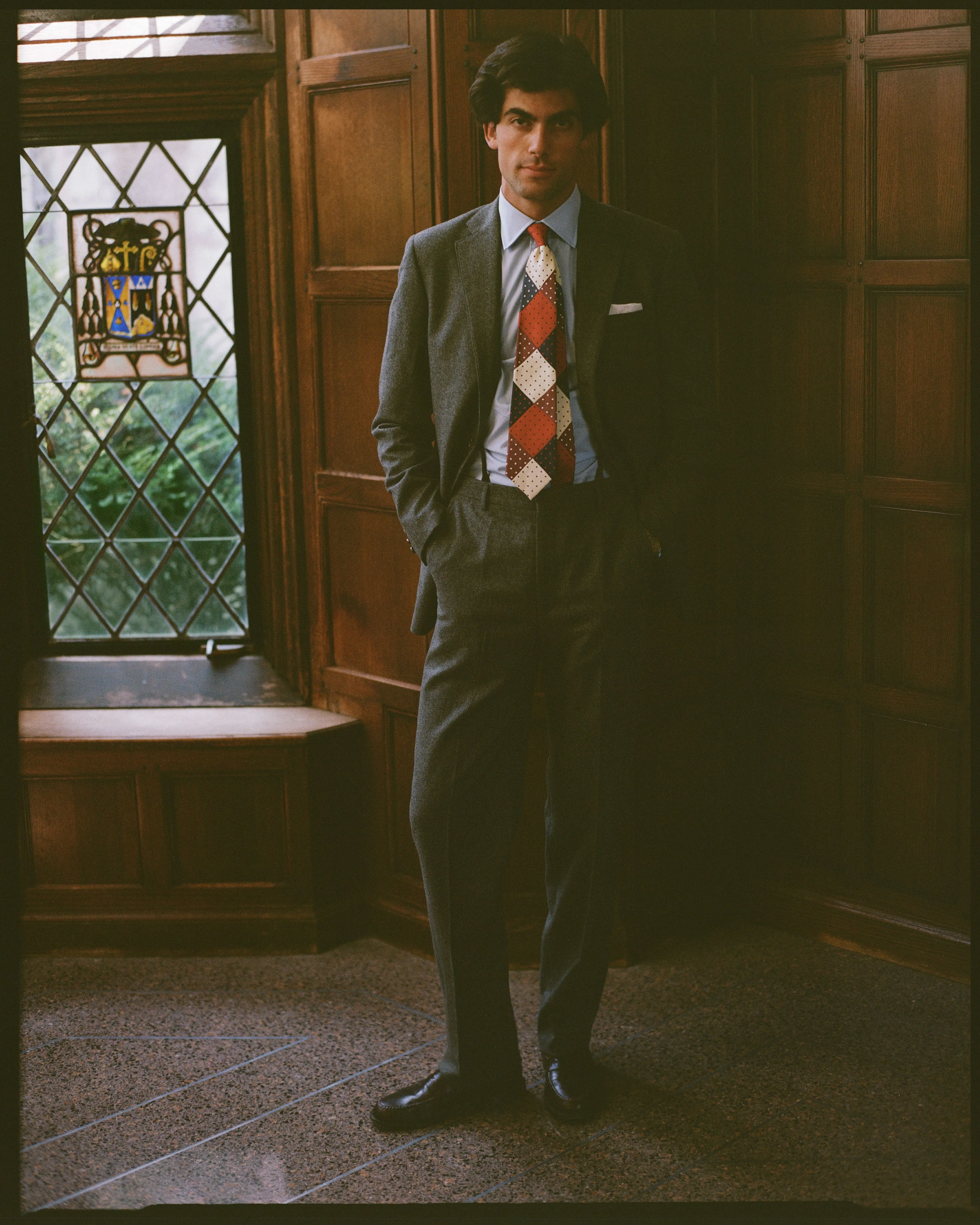 Made-in-USA Thomas Mason Solid Blue Spread Collar Dress Shirt - Classic Fit sold by J. Press product image thumbnail 4