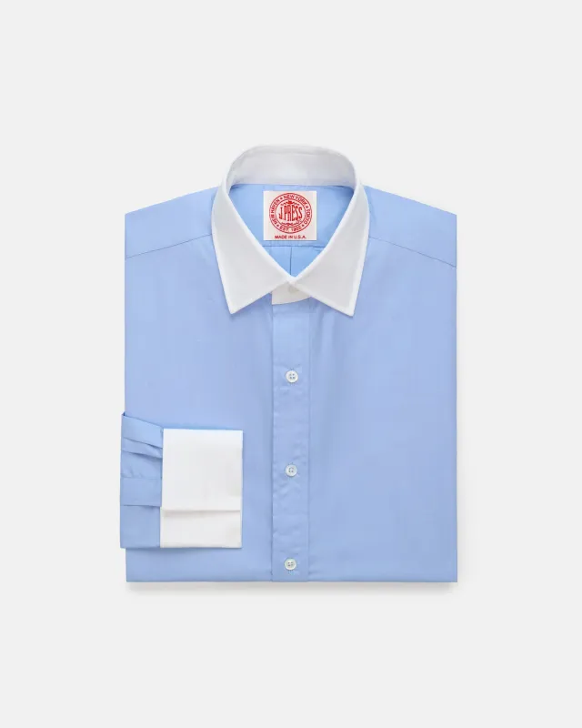 Made-in-USA Thomas Mason Blue Contrast Collar French Cuff Dress Shirt - Classic Fit sold by J. Press