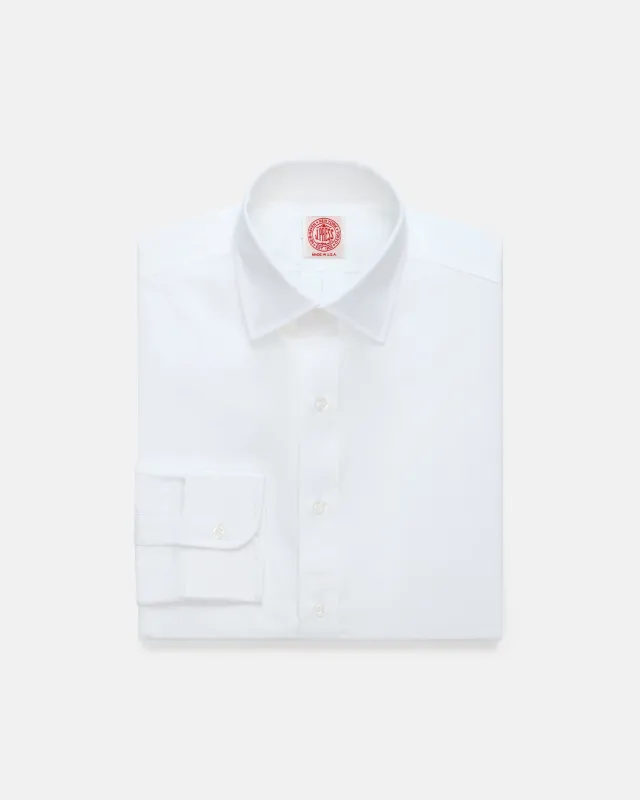 Made-in-USA Thomas Mason Solid White Spread Collar Dress Shirt - Classic Fit sold by J. Press