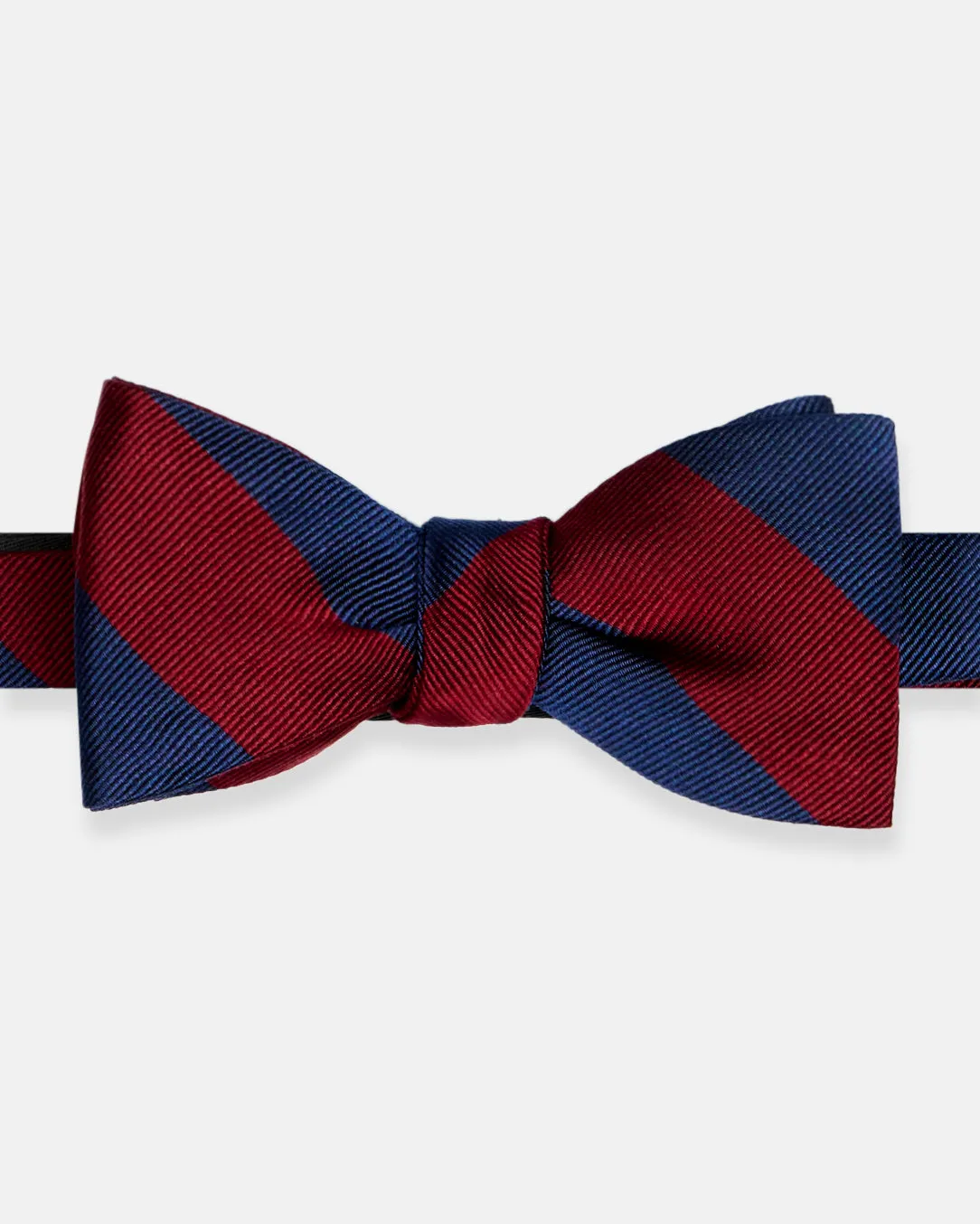 Made-in-USA Navy & Burgundy Guard Stripe Silk Repp Bow Tie sold by J. Press product image thumbnail 2