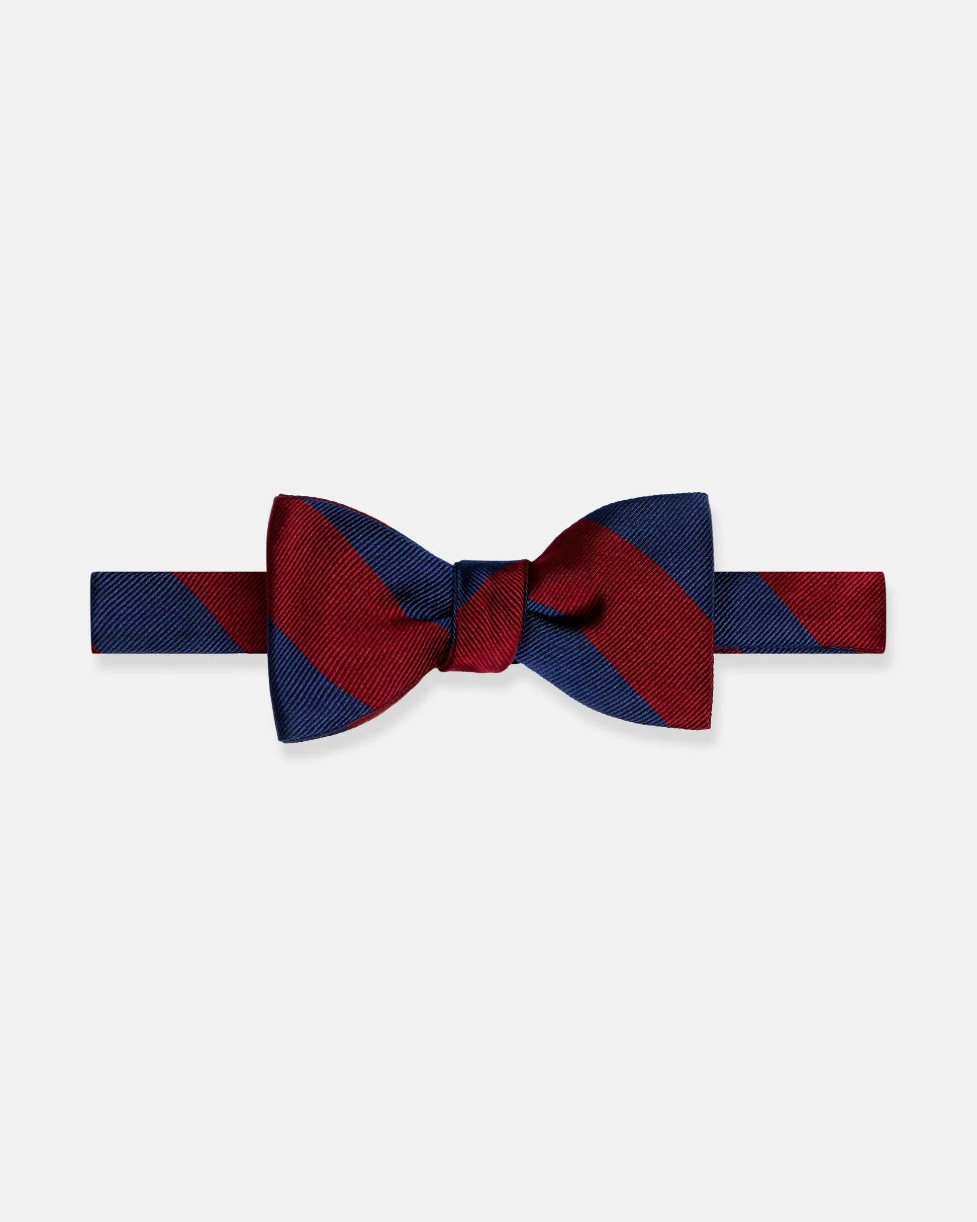 Made-in-USA Navy & Burgundy Guard Stripe Silk Repp Bow Tie sold by J. Press