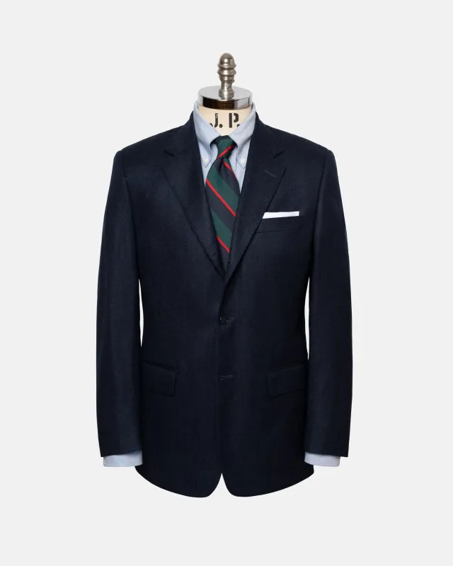 Made-in-Canada Solid Navy Wool Flannel Suit sold by J. Press