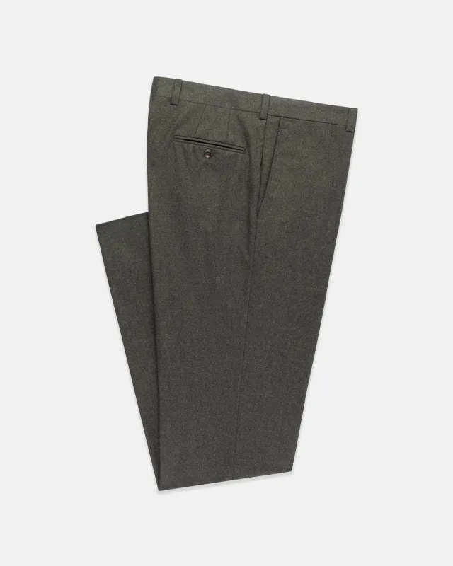 Made-in-Canada Green Wool Flannel Trouser sold by J. Press