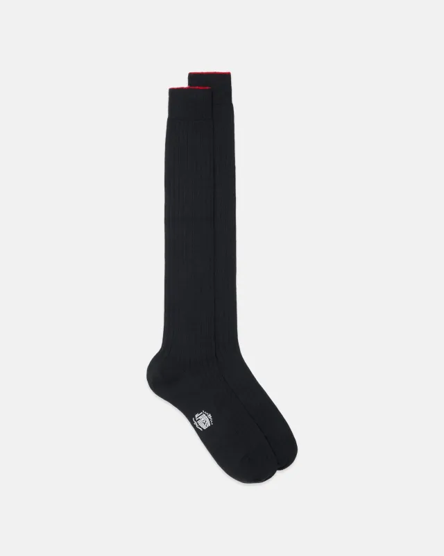 Made-in-Italy Black Over-the-Calf Merino Wool Socks sold by J. Press