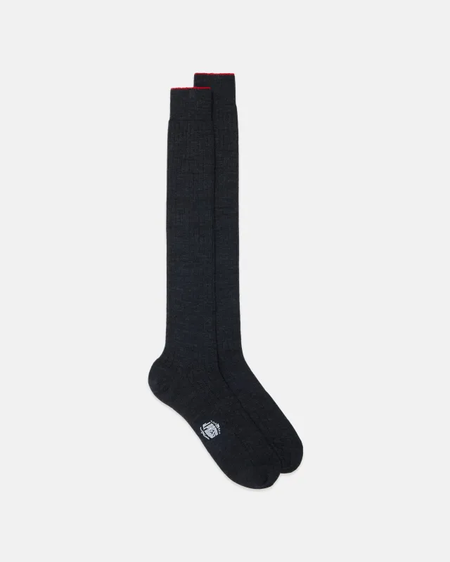 Made-in-Italy Charcoal Over-the-Calf Merino Wool Socks sold by J. Press