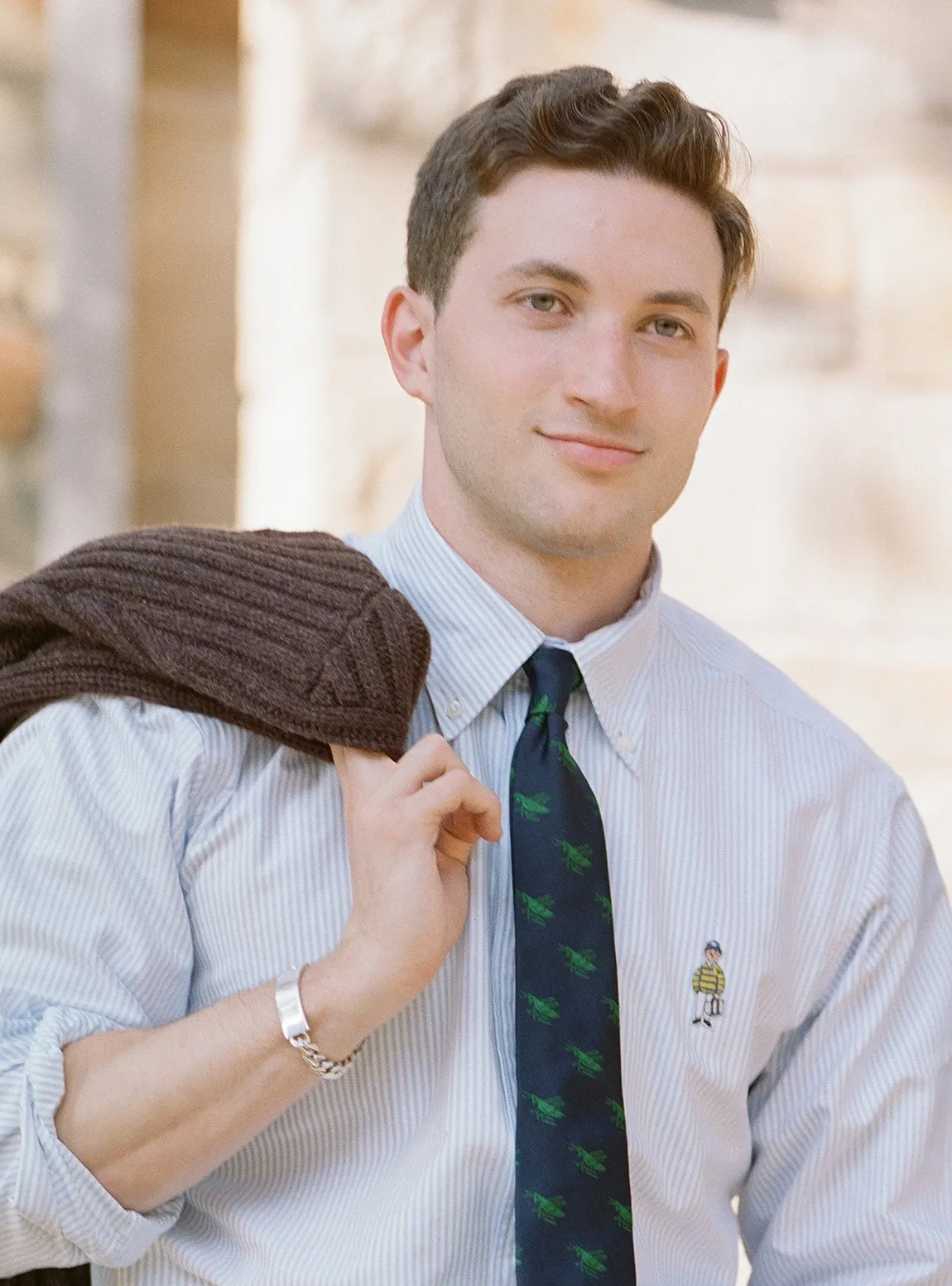 Made-in-USA "Ivy Guy" Blue Striped Oxford Cloth Sport Shirt - Classic Fit sold by J. Press product image thumbnail 2