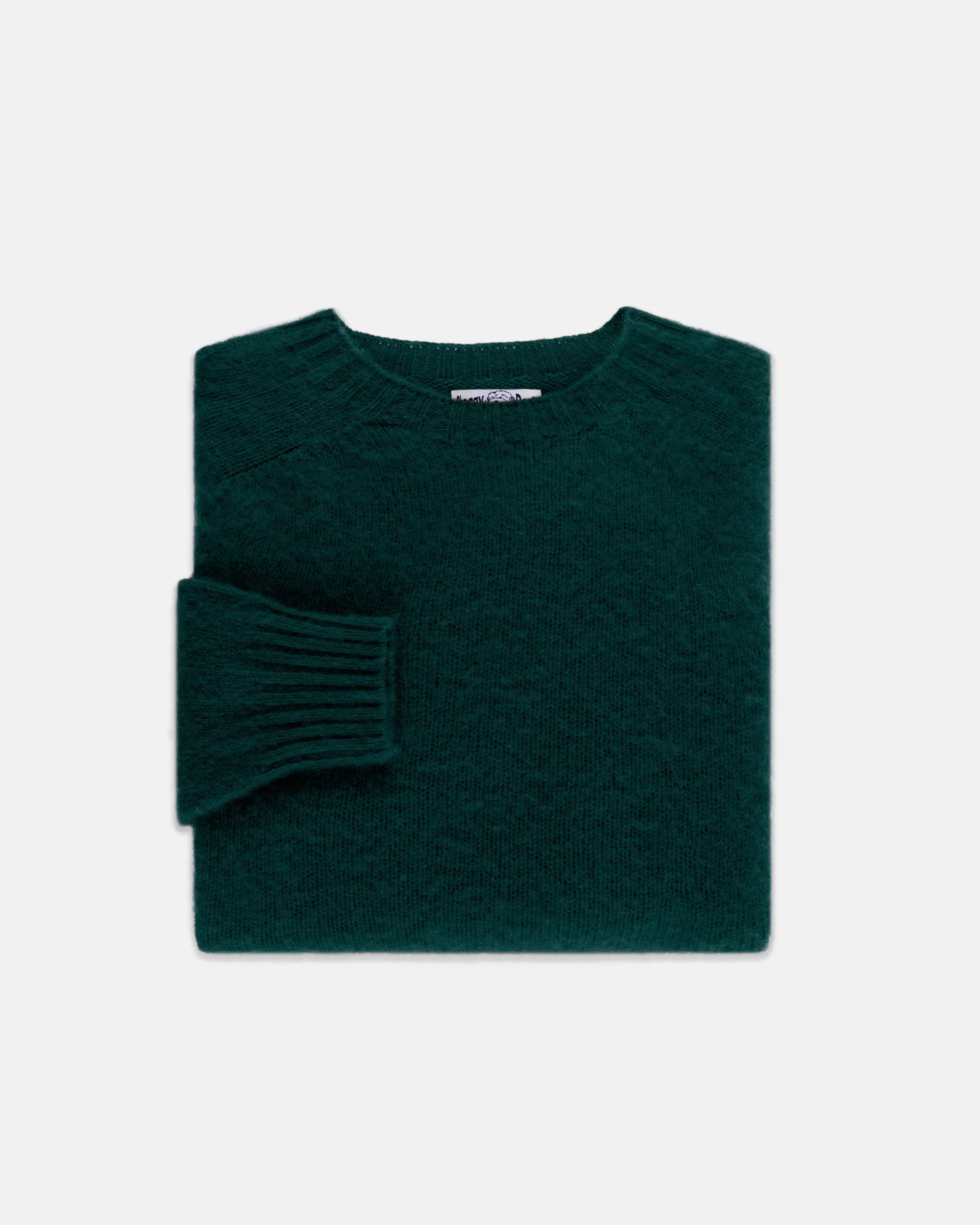 Made-in-Scotland Forest Green Shaggy Dog Sweater - Trim Fit sold by J. Press