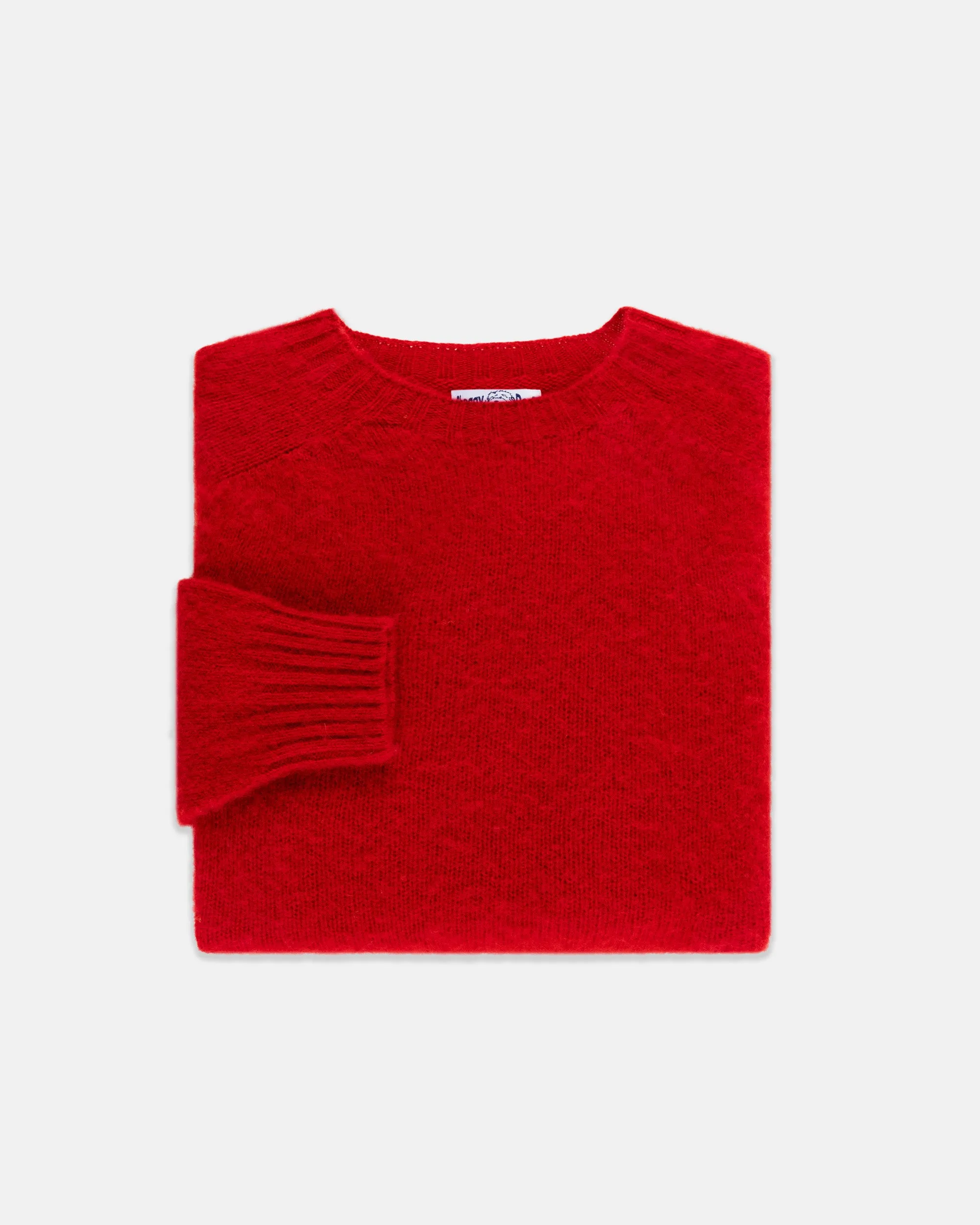 Made-in-Scotland Red Shaggy Dog Sweater - Trim Fit sold by J. Press