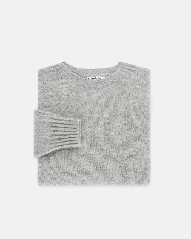 Made-in-Scotland Light Grey Shaggy Dog Sweater - Trim Fit sold by J. Press