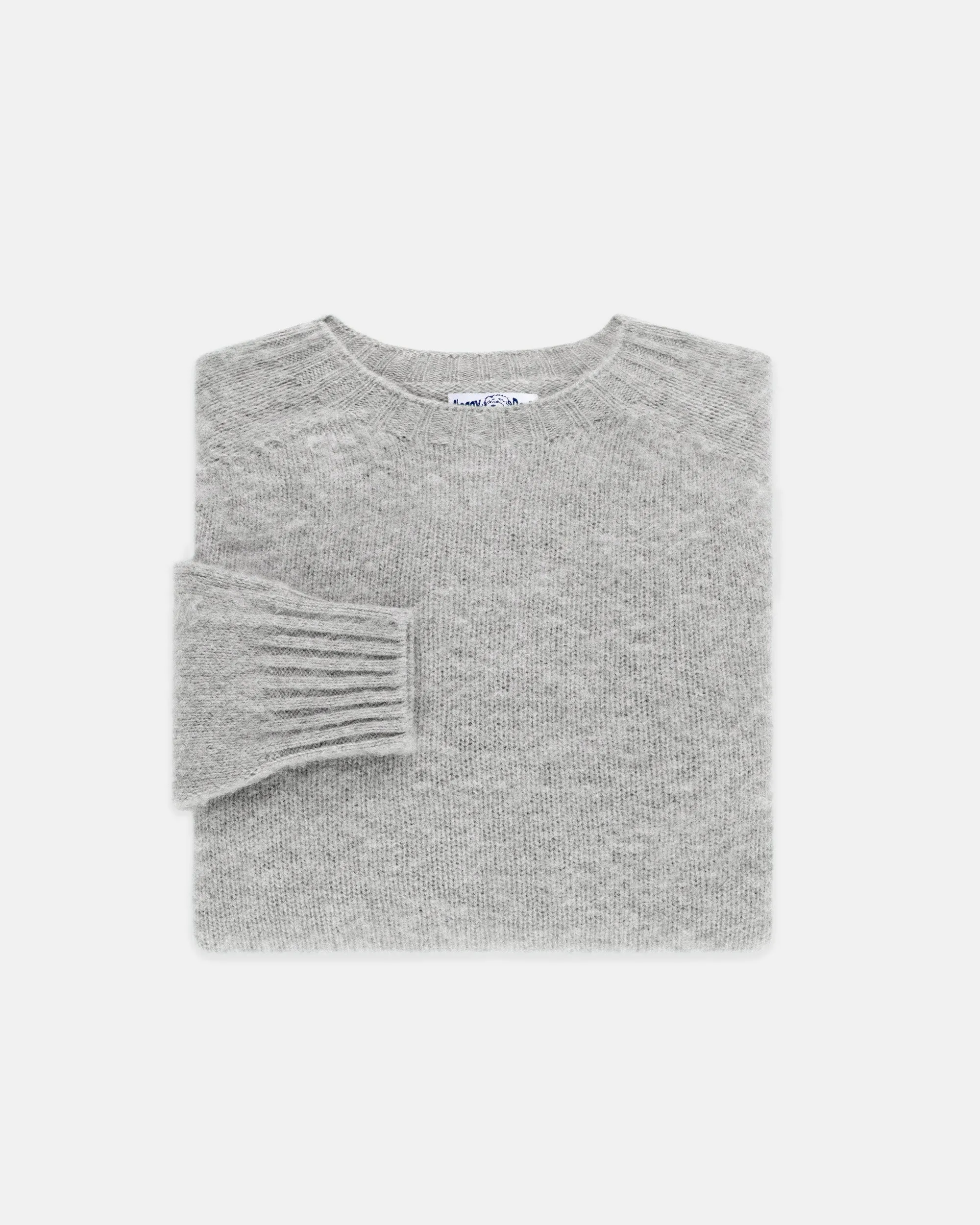 Made-in-Scotland Light Grey Shaggy Dog Sweater - Trim Fit sold by J. Press