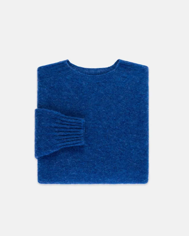 Made-in-Scotland Medium Blue Shaggy Dog Sweater - Trim Fit sold by J. Press