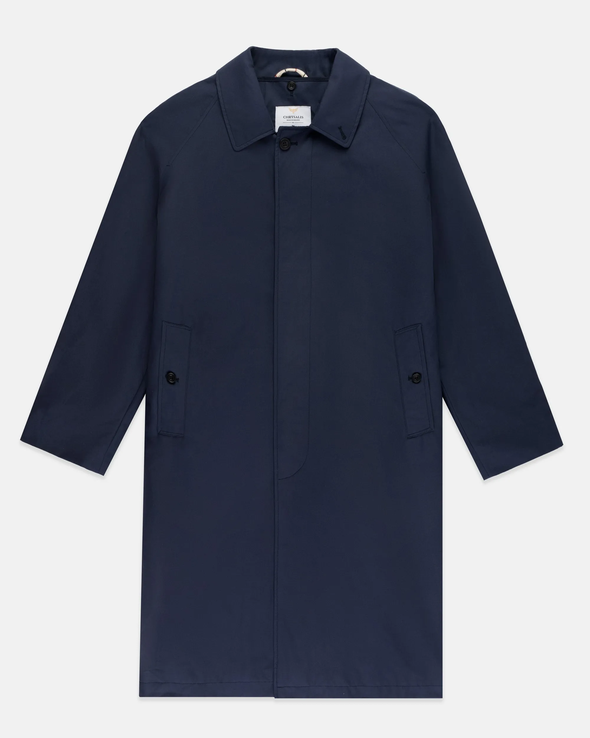 Made-in-England Navy Waterproof Raincoat sold by J. Press