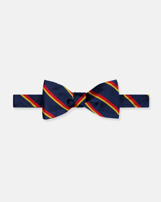 Made-in-UK Navy, Red & Yellow Regimental Silk Repp Bow Tie sold by J. Press