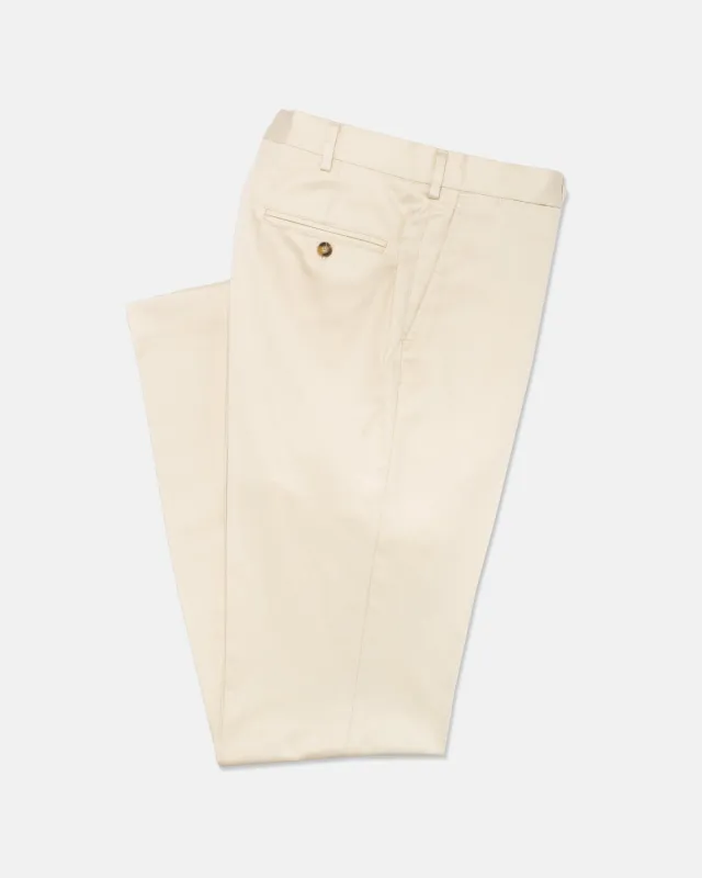 Made-in-USA Cream Washed Twill Chino Pant sold by J. Press