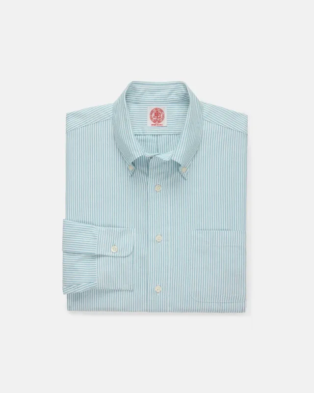 Made-in-USA Green University Stripe Oxford Cloth Shirt - Classic Fit sold by J. Press