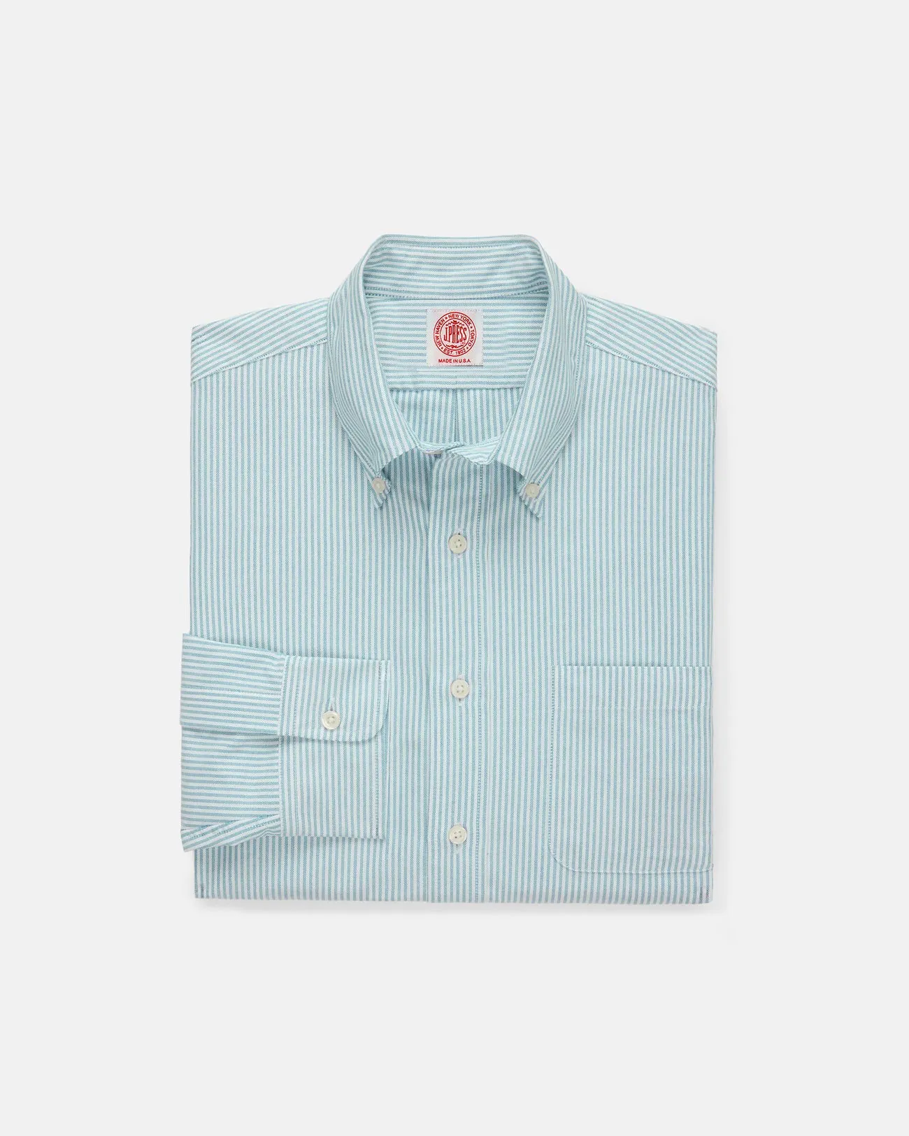 Made-in-USA Green University Stripe Oxford Cloth Shirt - Classic Fit sold by J. Press