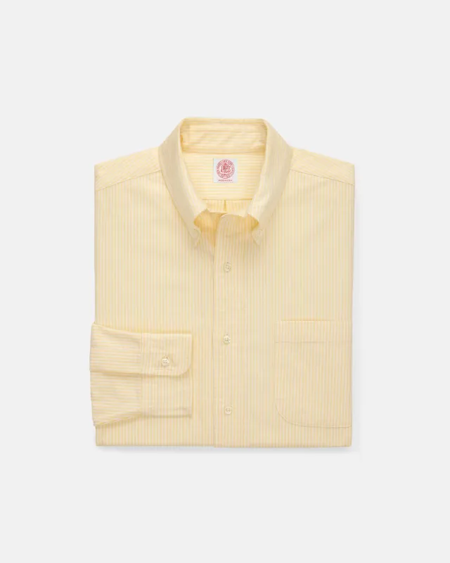 Made-in-USA Yellow University Stripe Oxford Cloth Shirt - Classic Fit sold by J. Press