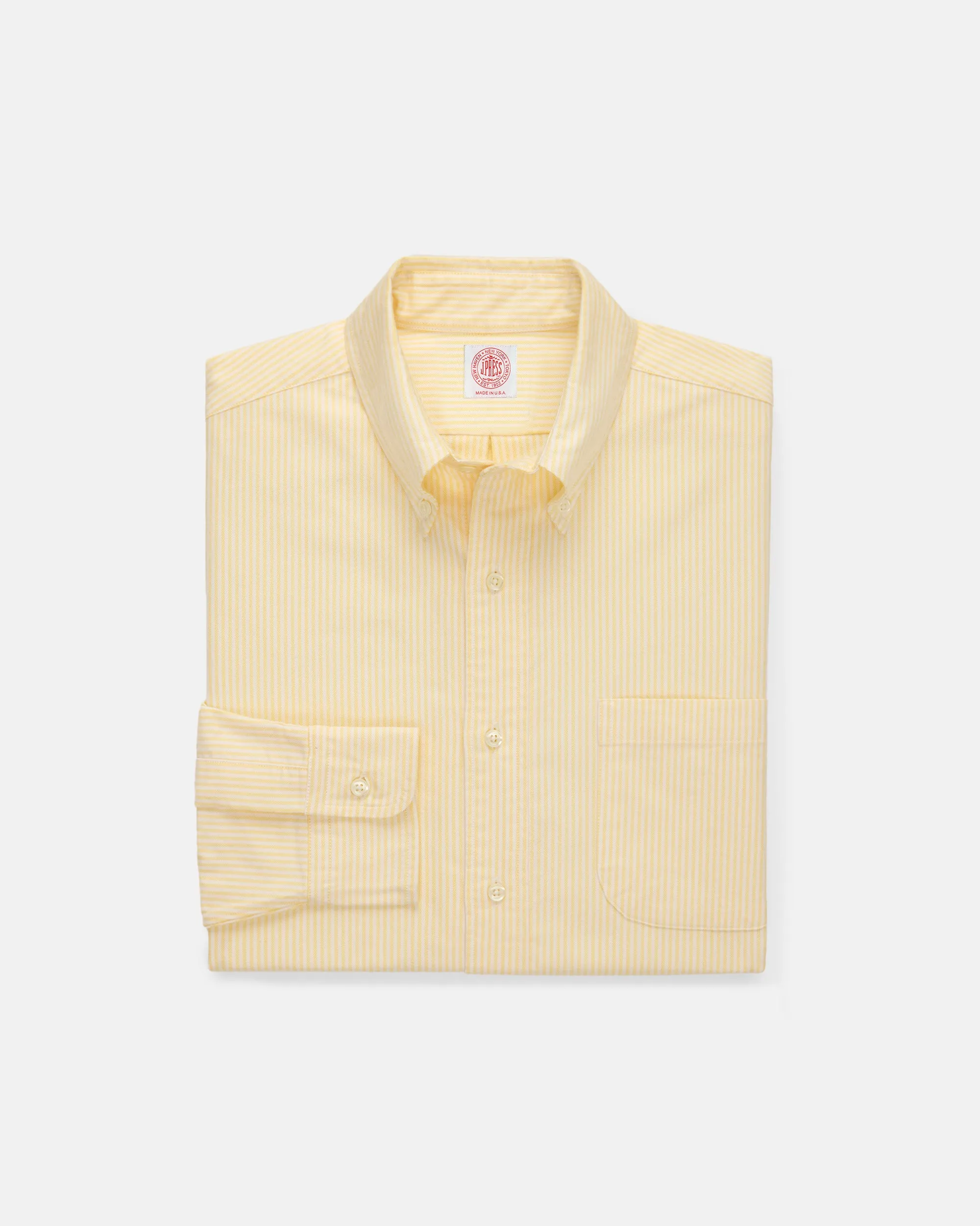 Made-in-USA Yellow University Stripe Oxford Cloth Shirt - Classic Fit sold by J. Press