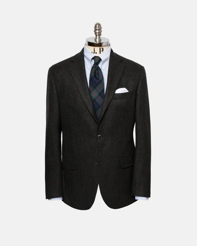 Made-in-Canada Dark Olive Herringbone Wool/Cashmere Sport Coat sold by J. Press