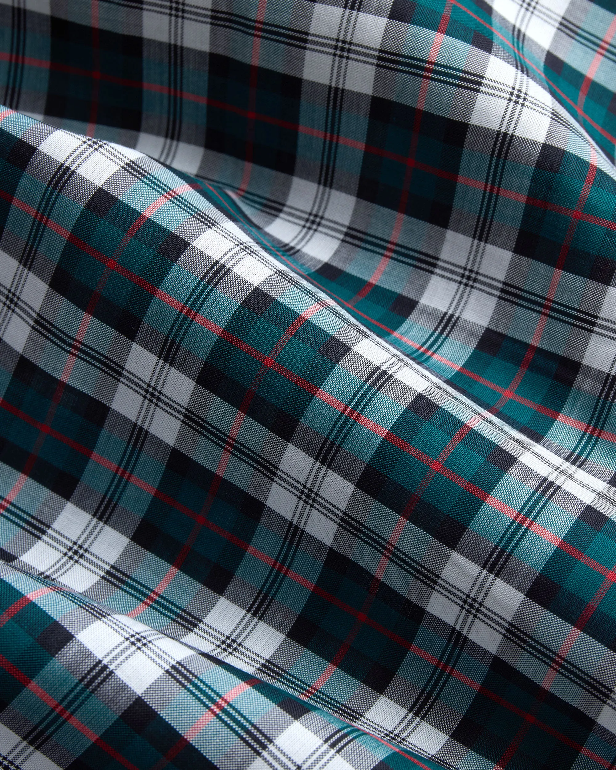 Made-in-USA Thomas Mason Green & White Tartan Broadcloth Sport Shirt - Classic Fit sold by J. Press product image thumbnail 3