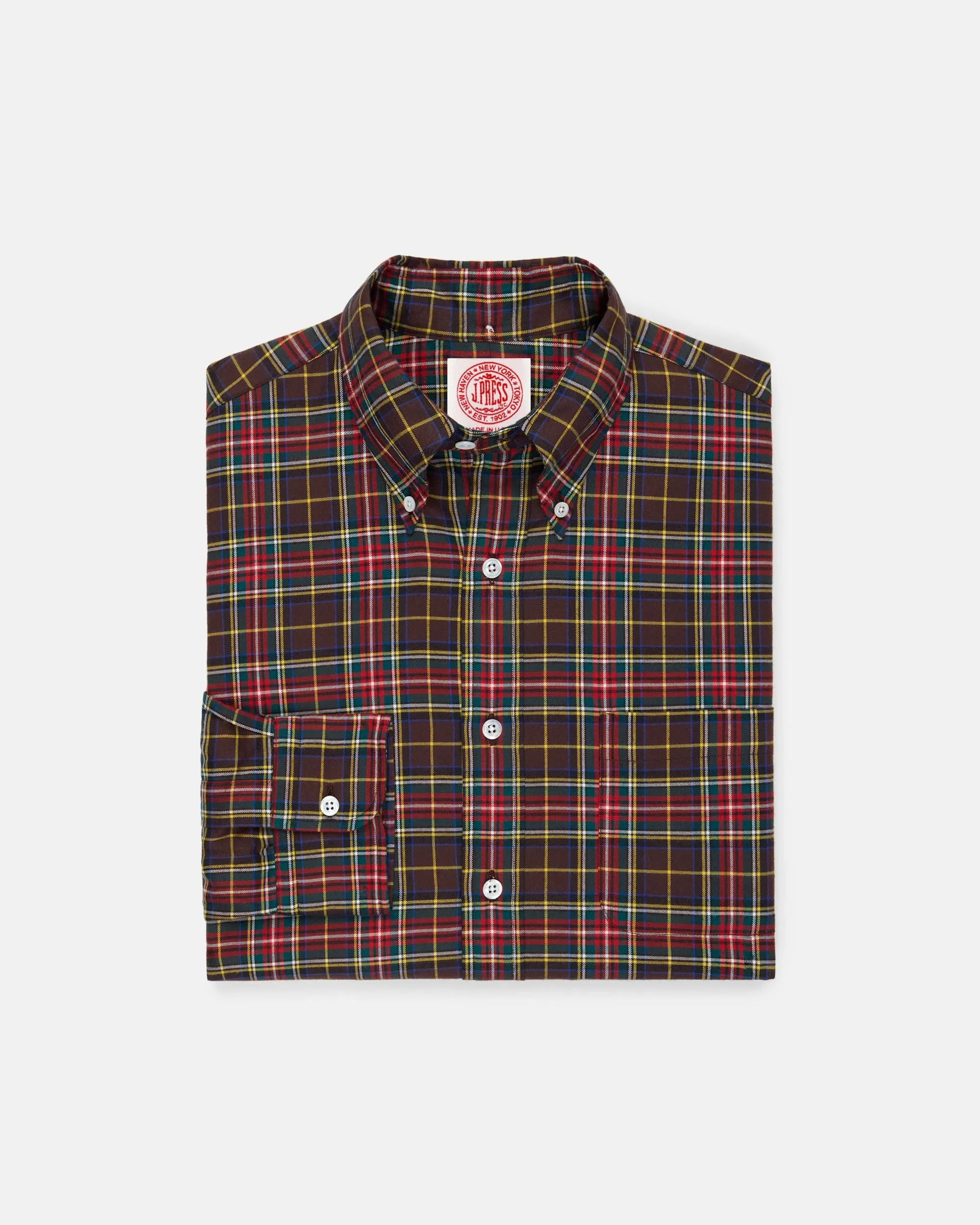 Made-in-USA Black Stewart Variant Tartan Flannel Sport Shirt - Classic Fit sold by J. Press
