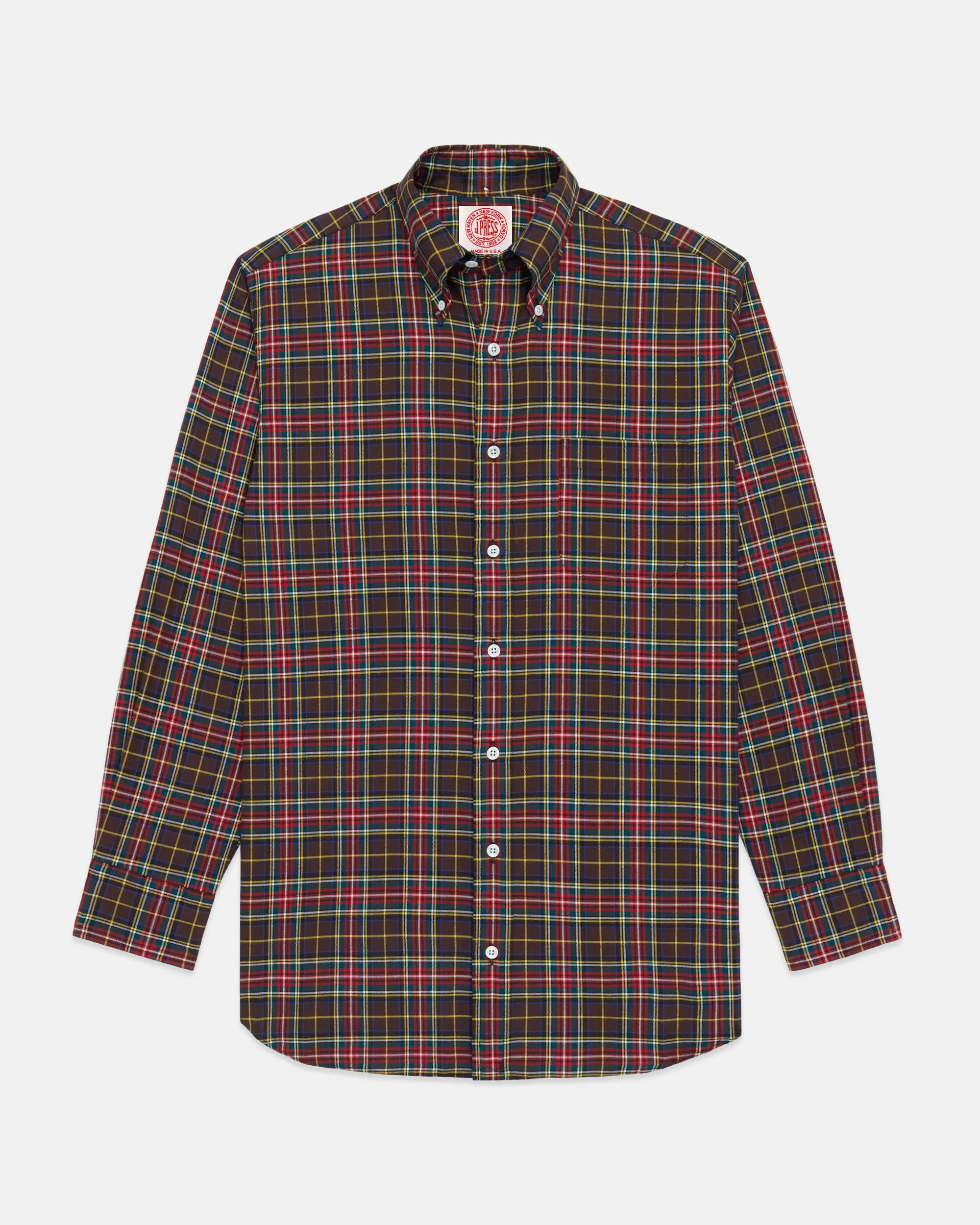 Made-in-USA Black Stewart Variant Tartan Flannel Sport Shirt - Classic Fit sold by J. Press product image thumbnail 2