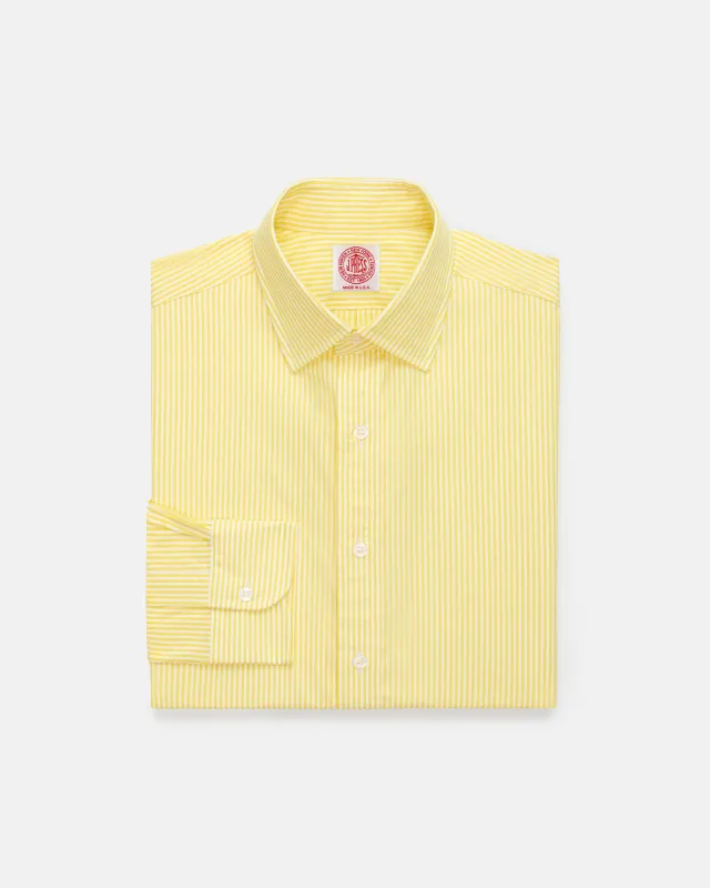 Made-in-USA Thomas Mason Yellow Bengal Stripe Spread Collar Dress Shirt - Classic Fit sold by J. Press