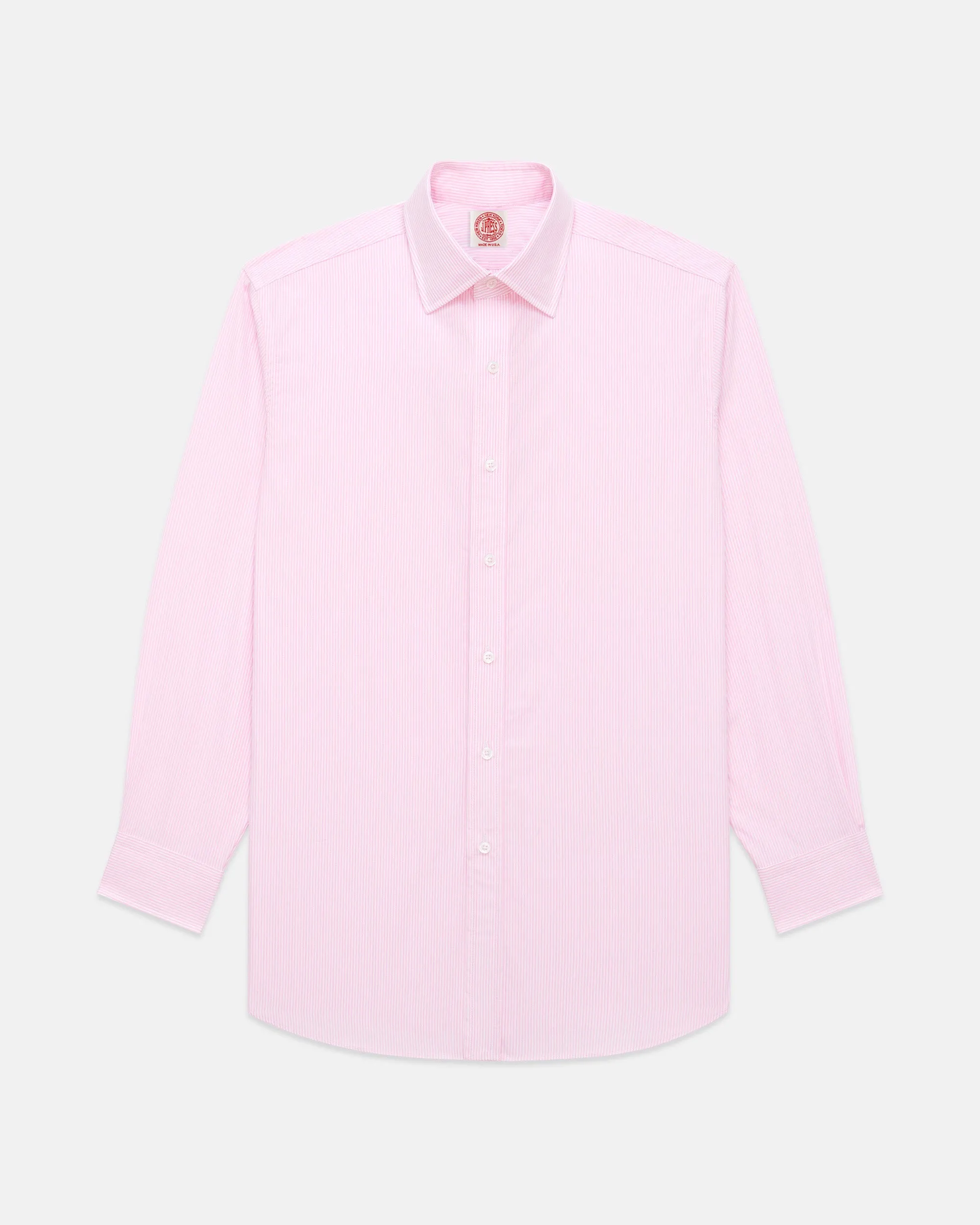Made-in-USA Thomas Mason Pink Bengal Stripe Spread Collar Dress Shirt - Classic Fit sold by J. Press product image thumbnail 2