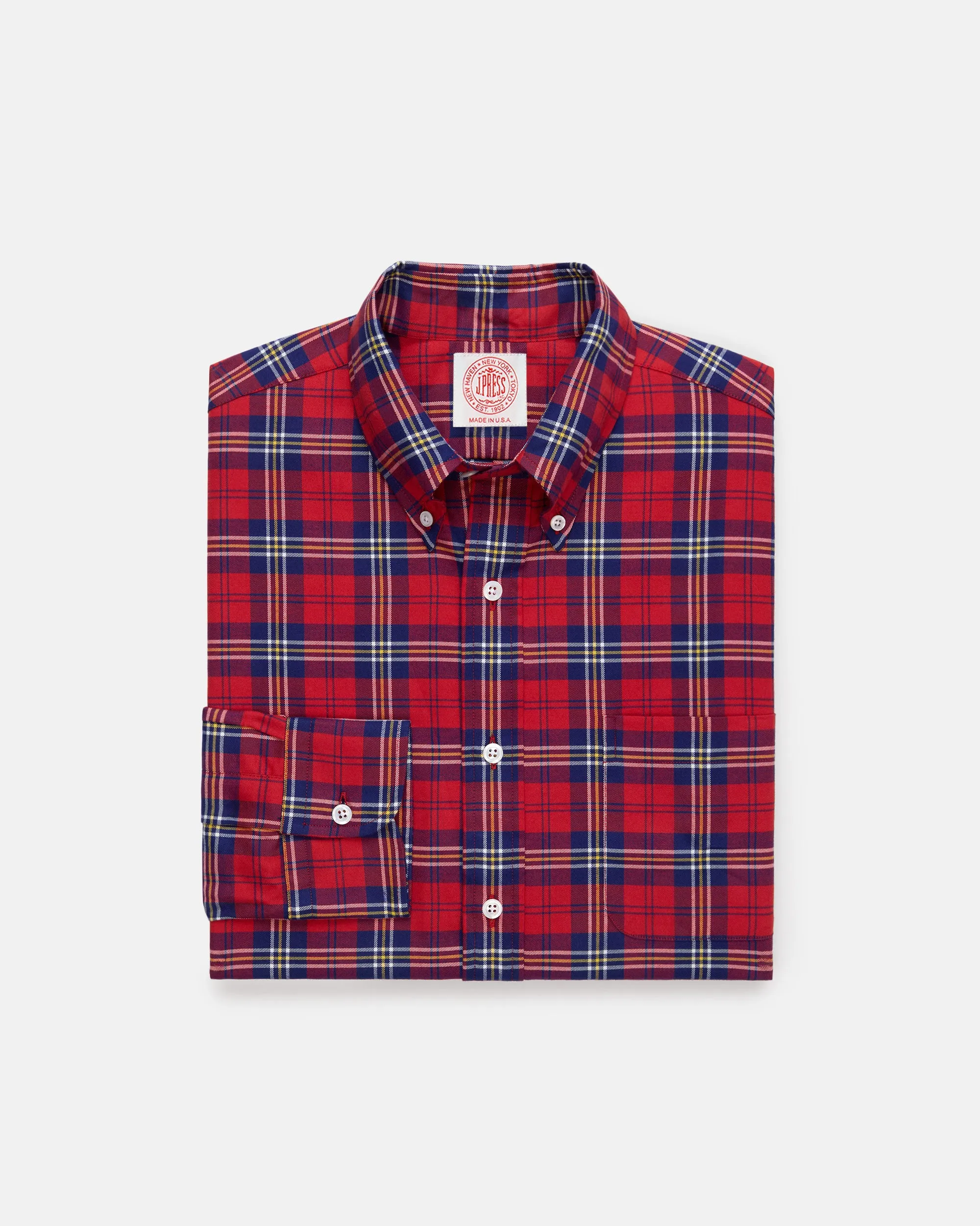 Made-in-USA Red Ground Tartan Flannel Sport Shirt - Classic Fit sold by J. Press