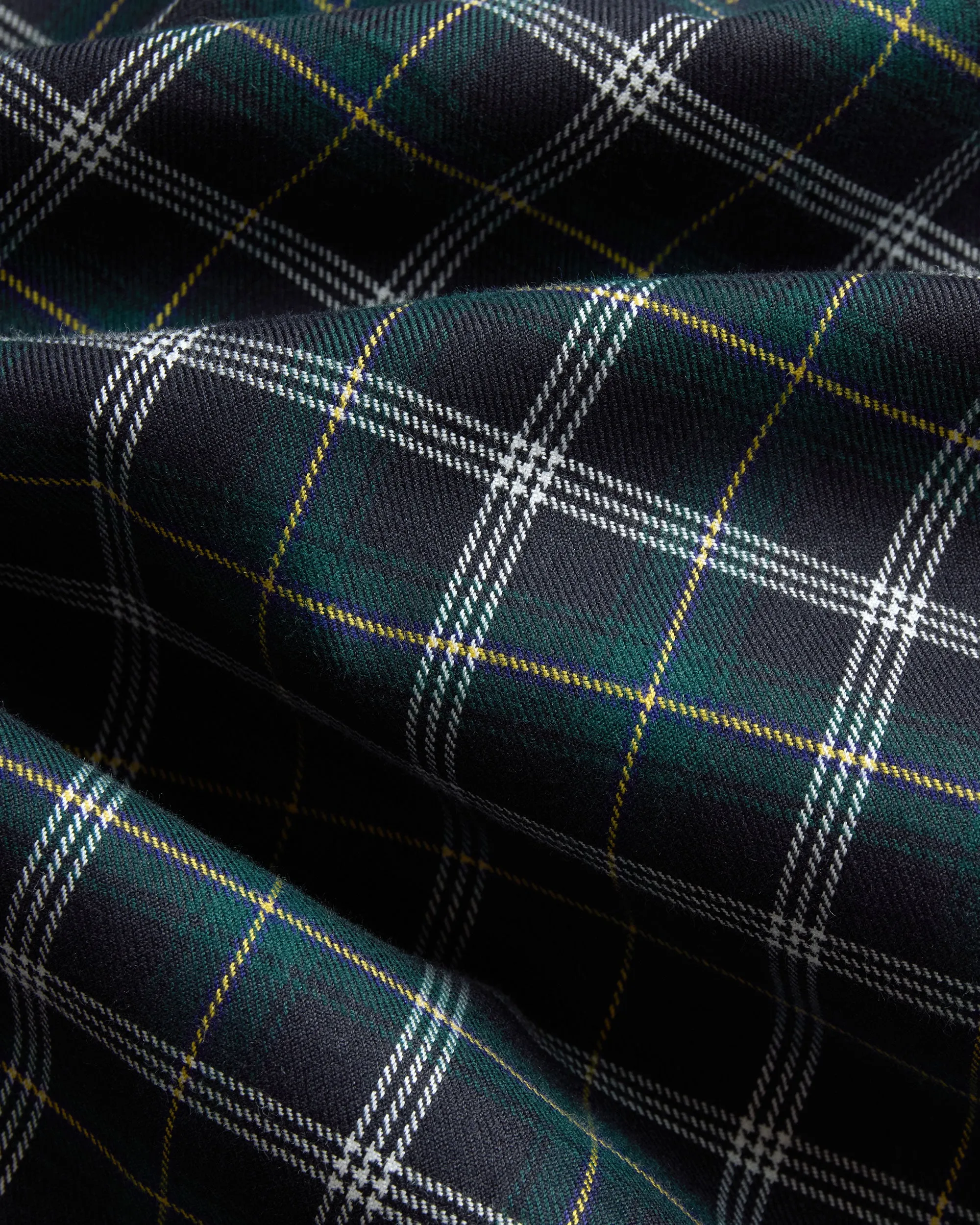 Made-in-USA Navy Ground with Yellow Window Tartan Flannel Sport Shirt - Classic Fit sold by J. Press product image thumbnail 3