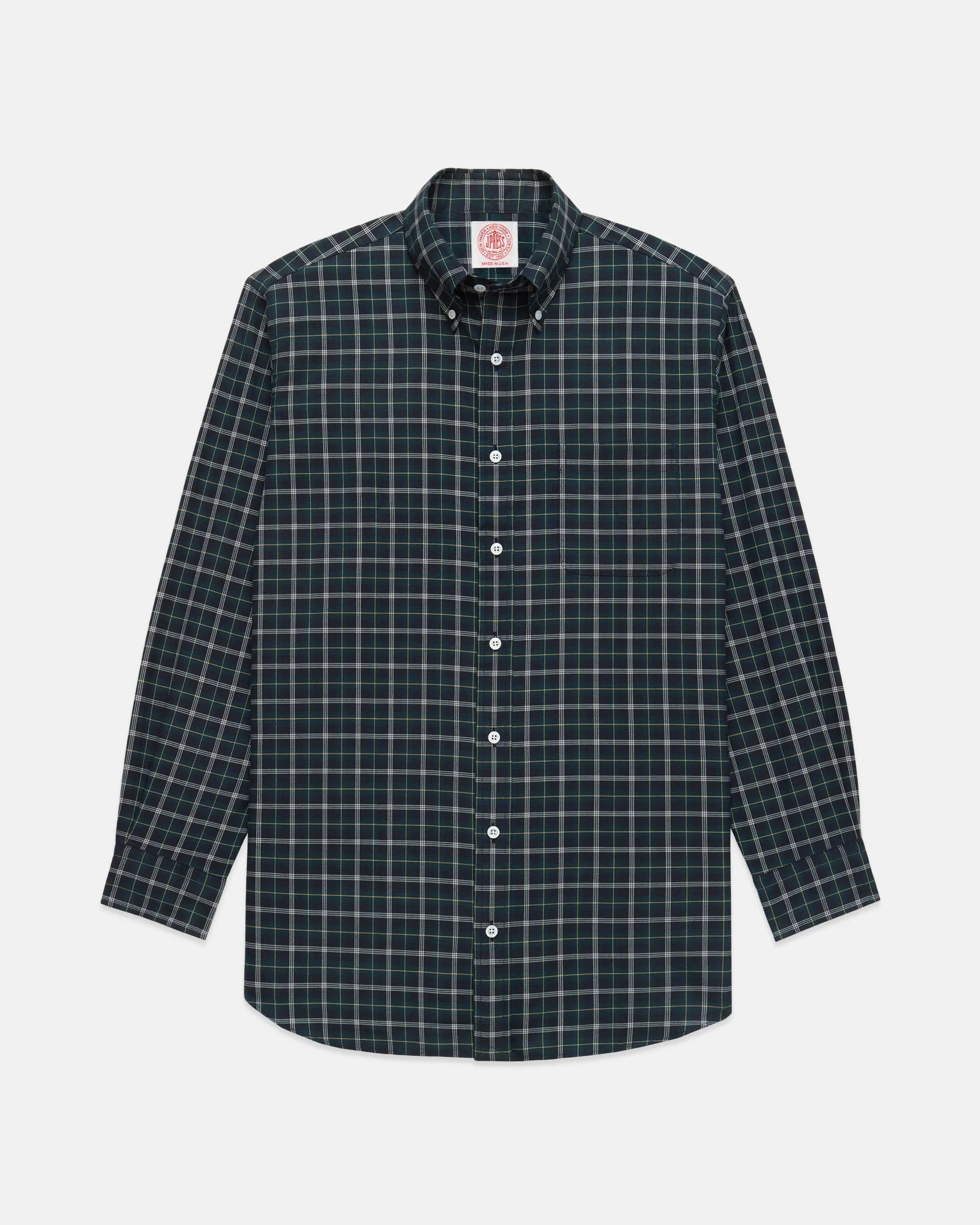 Made-in-USA Navy Ground with Yellow Window Tartan Flannel Sport Shirt - Classic Fit sold by J. Press product image thumbnail 2