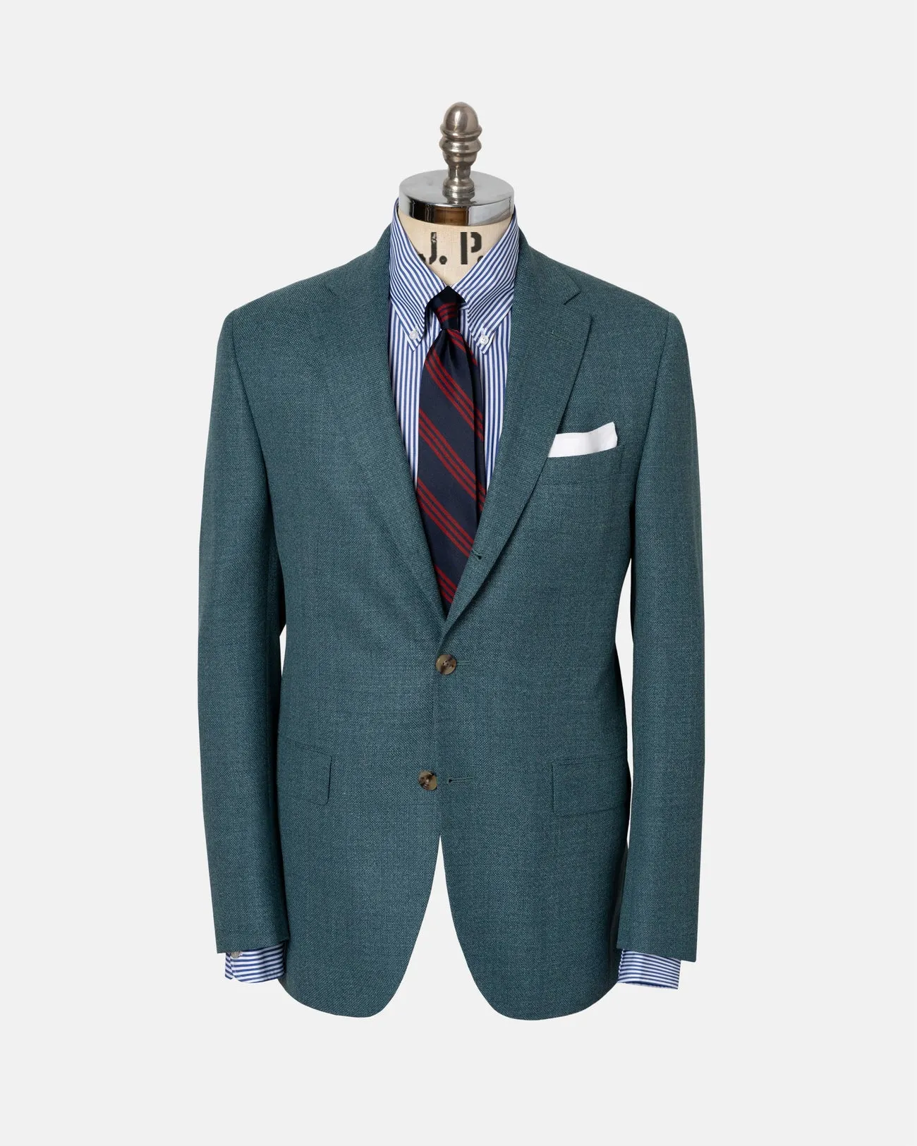 Made-in-Canada Solid Moss Green Wool Hopsack Sport Coat sold by J. Press