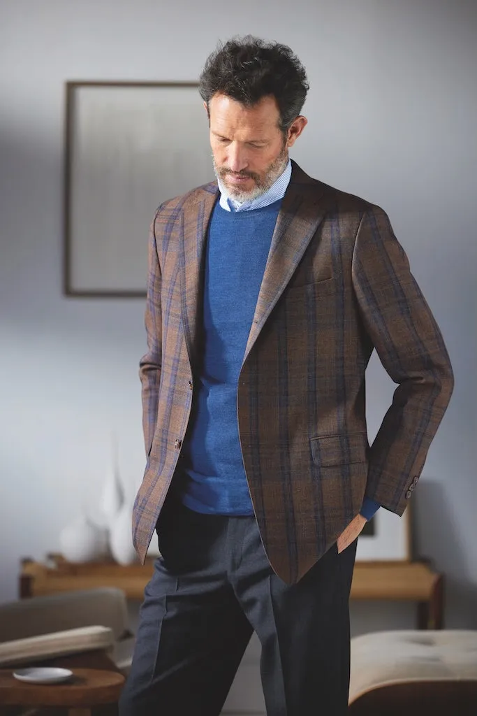 Made-in-USA Brown & Navy Windowpane Fox Air Wool Sport Coat sold by J. Press product image thumbnail 3