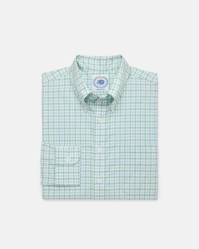 Made-in-USA Thomas Mason Blue and Green Tattersall Button Down Shirt - Classic Fit sold by J. Press