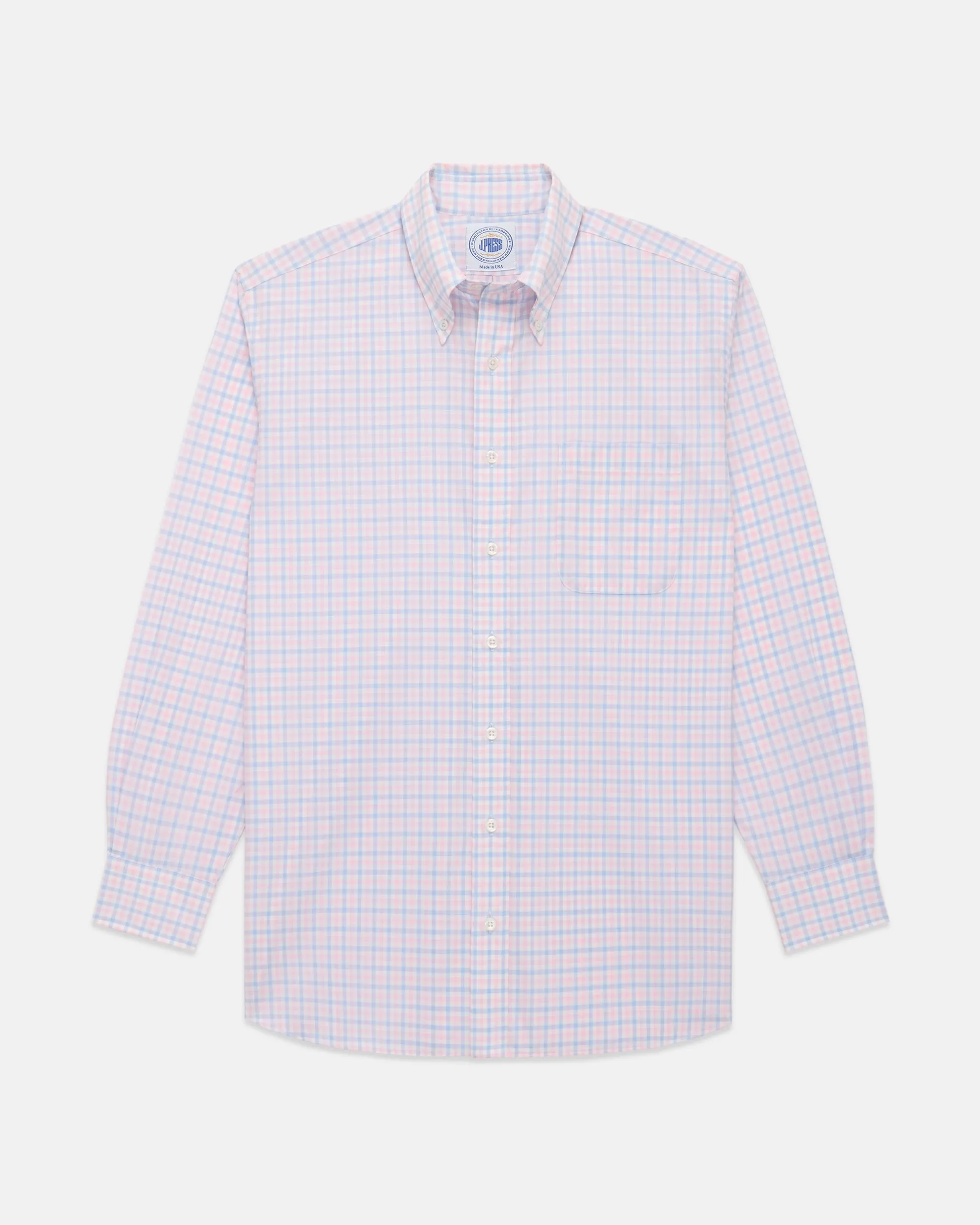 Made-in-USA Thomas Mason Blue & Pink Check Button Down Shirt - Classic Fit sold by J. Press product image thumbnail 2