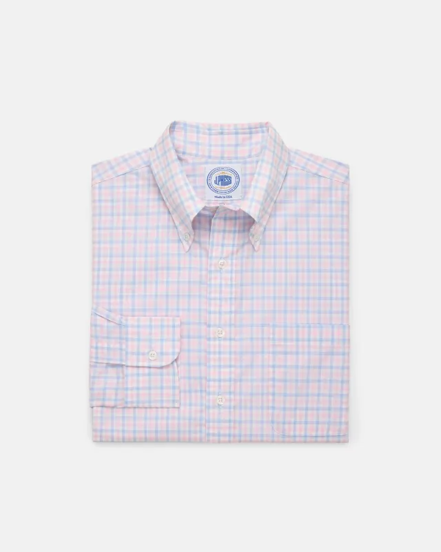 Made-in-USA Thomas Mason Blue & Pink Check Button Down Shirt - Classic Fit sold by J. Press