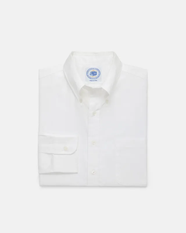 Made-in-USA Thomas Mason White Royal Oxford Button Down Shirt - Classic Fit sold by J. Press
