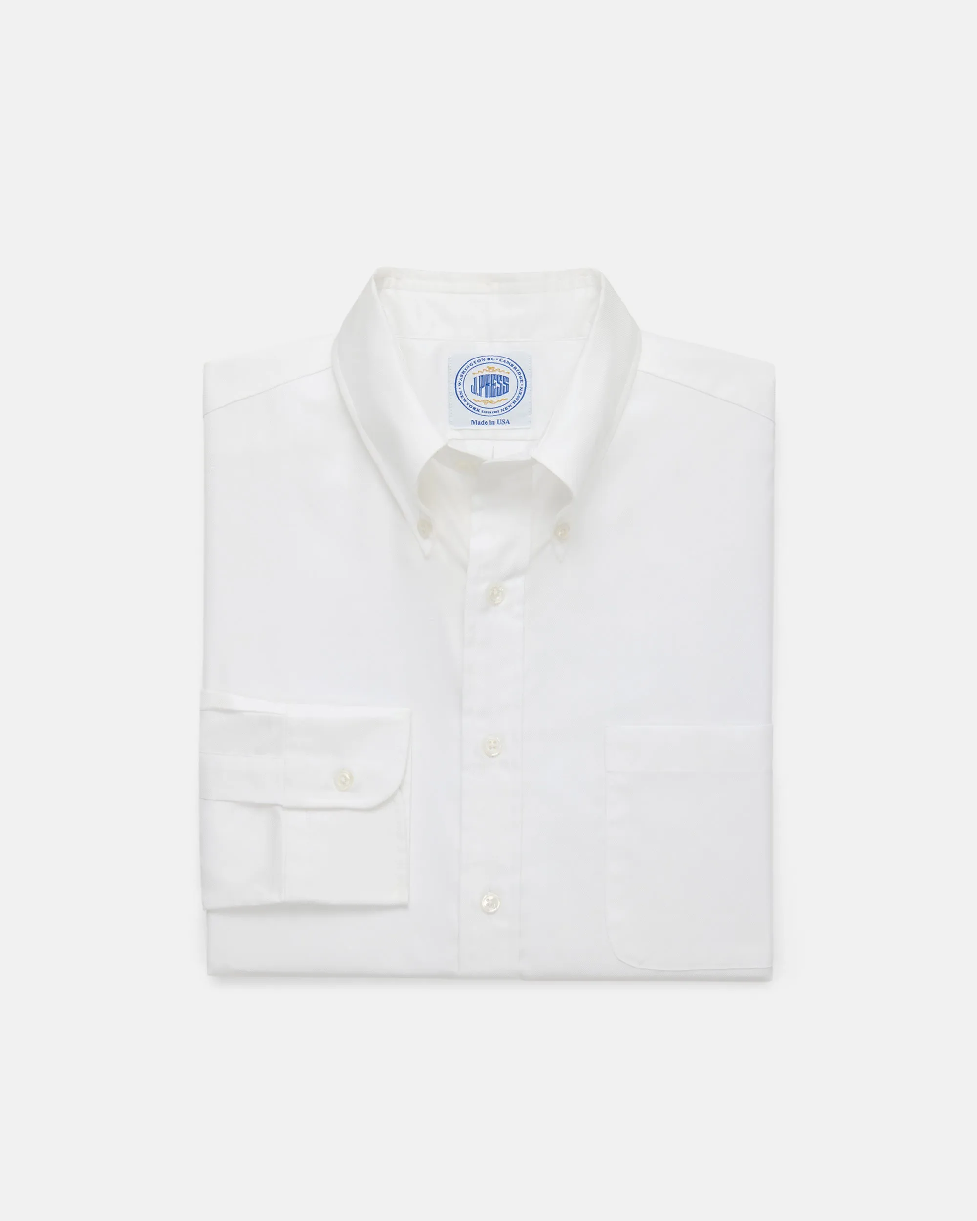 Made-in-USA Thomas Mason White Royal Oxford Button Down Shirt - Classic Fit sold by J. Press