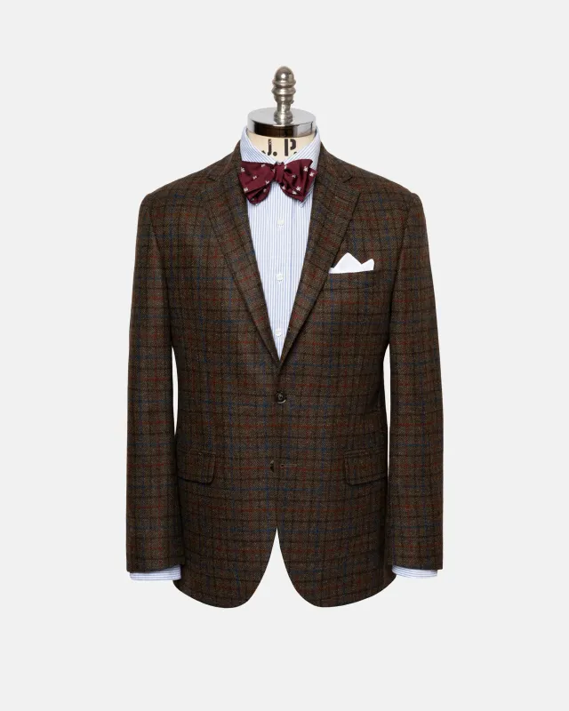 Made-in-Canada Olive Brown Tattersall Wool/Cashmere Sport Coat sold by J. Press