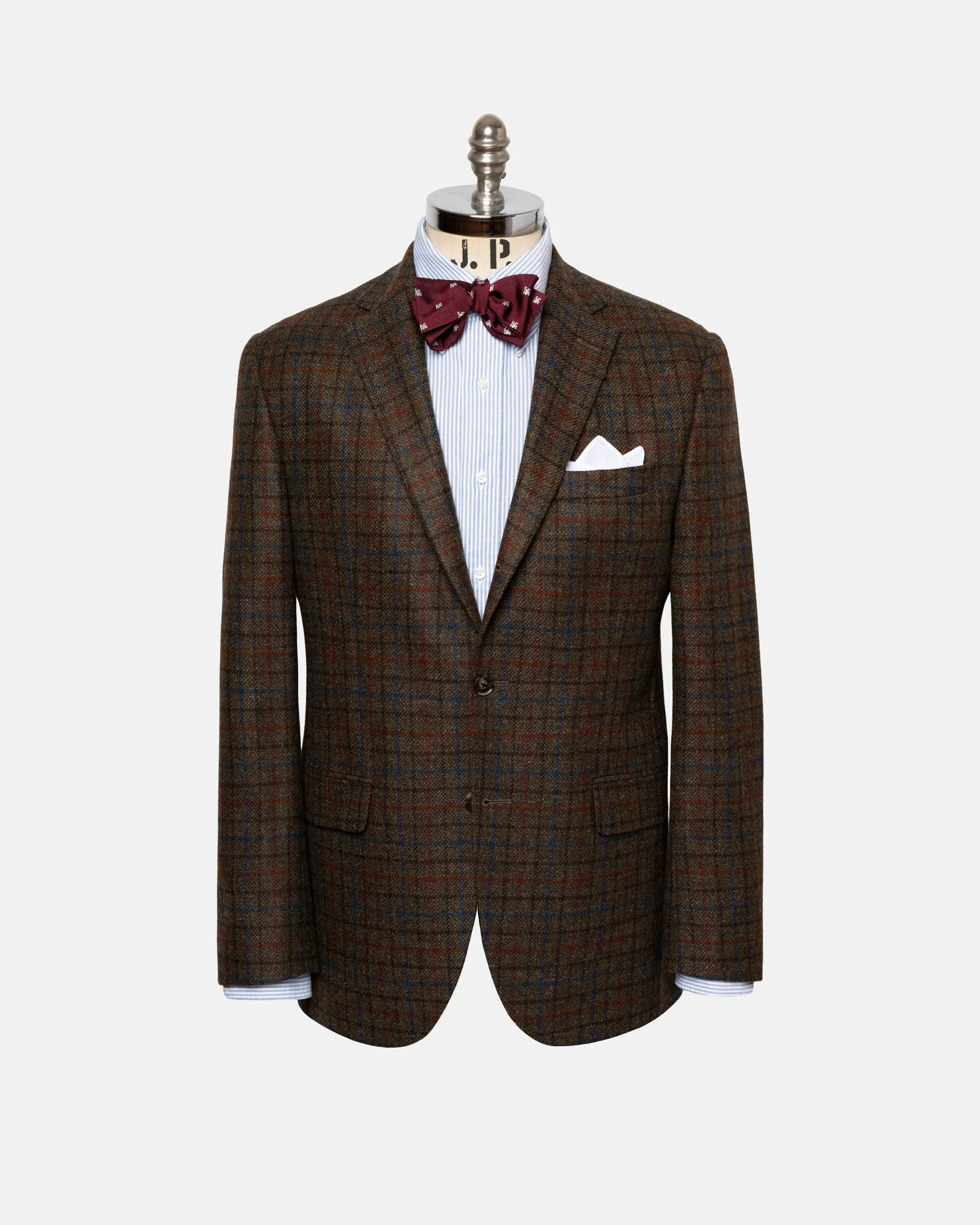 Made-in-Canada Olive Brown Tattersall Wool/Cashmere Sport Coat sold by J. Press