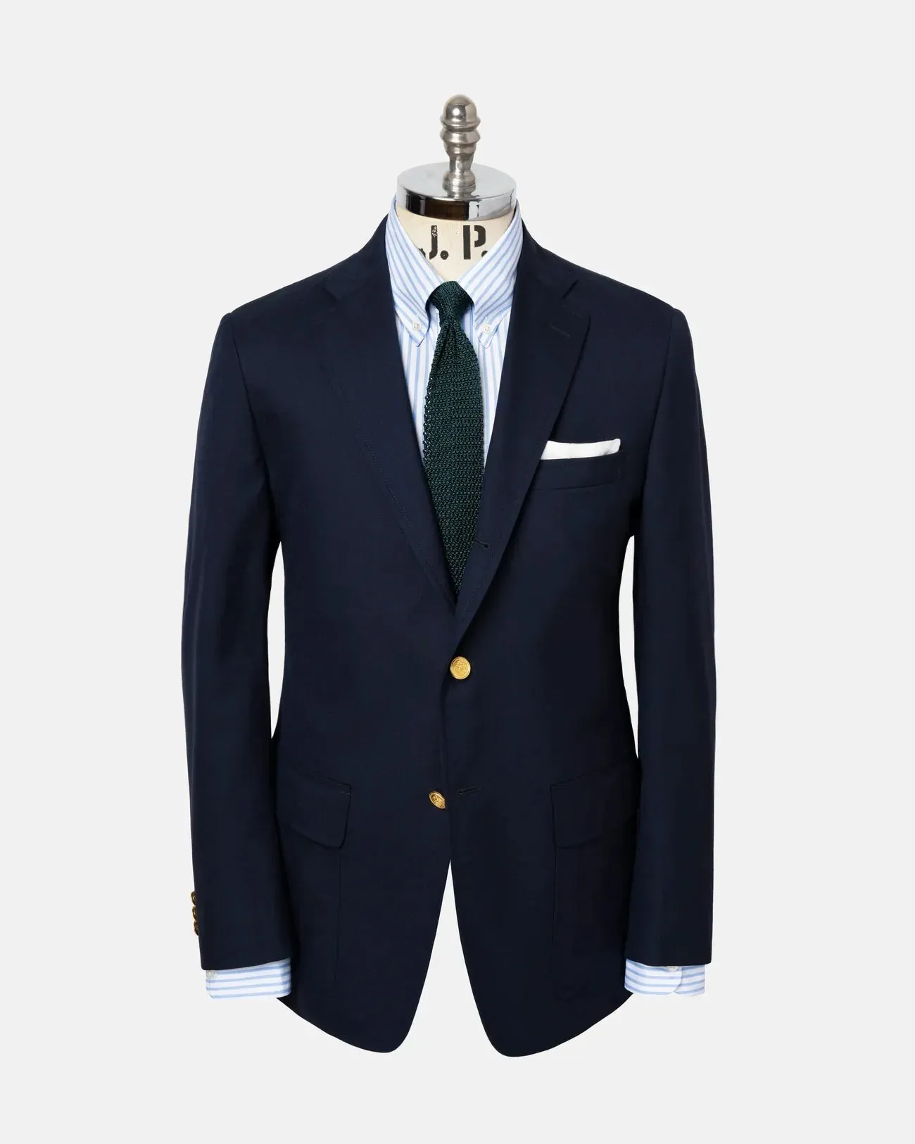 Made-in-USA Soft Make Solid Navy Tropical Wool Ivy Blazer sold by J. Press