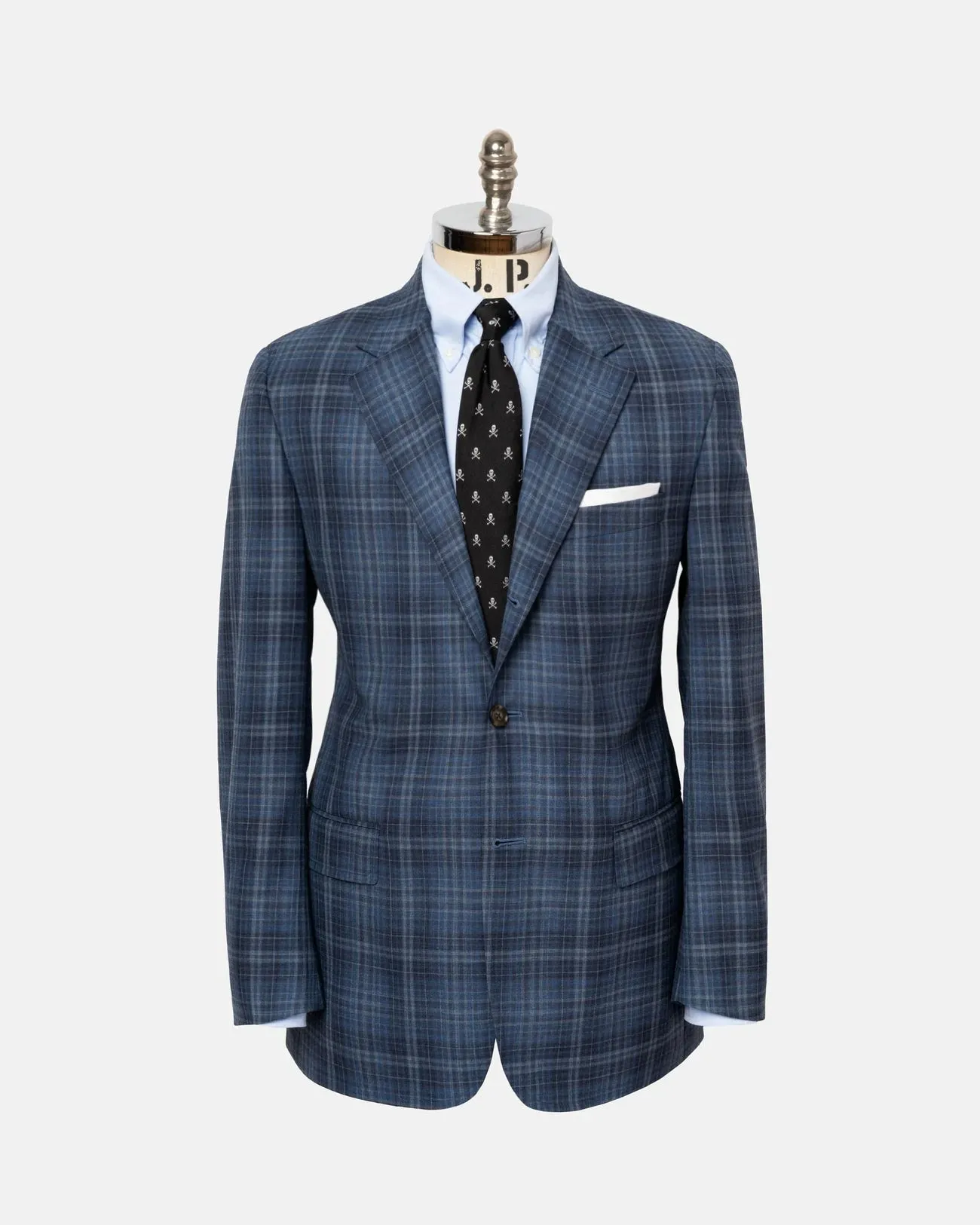 Made-in-Canada Medium Blue & Grey Plaid Wool Sport Coat sold by J. Press