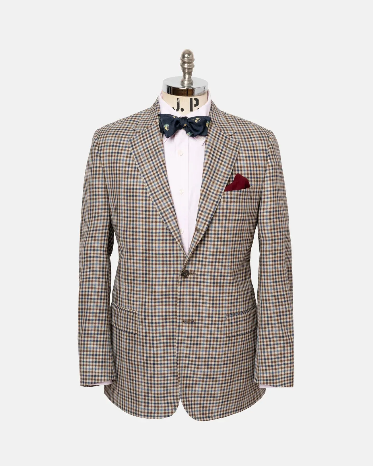 Made-in-Canada Tan & Brown Shepherd's Check Wool Sport Coat sold by J. Press